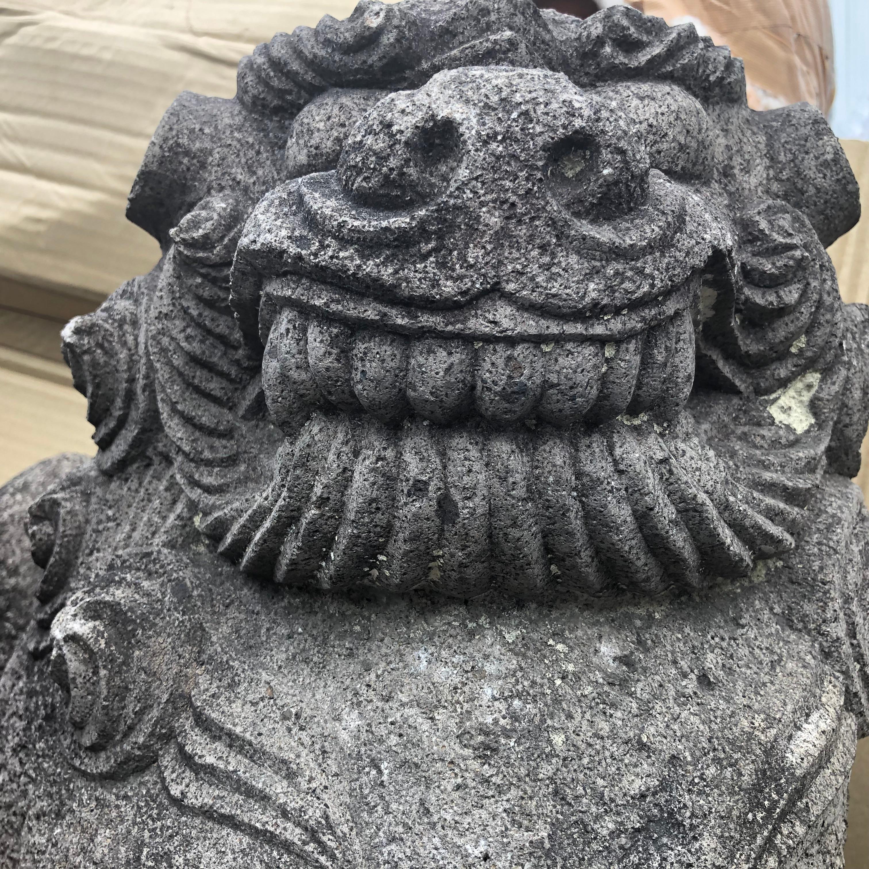 Meiji Japanese Antique Stone Guardians 