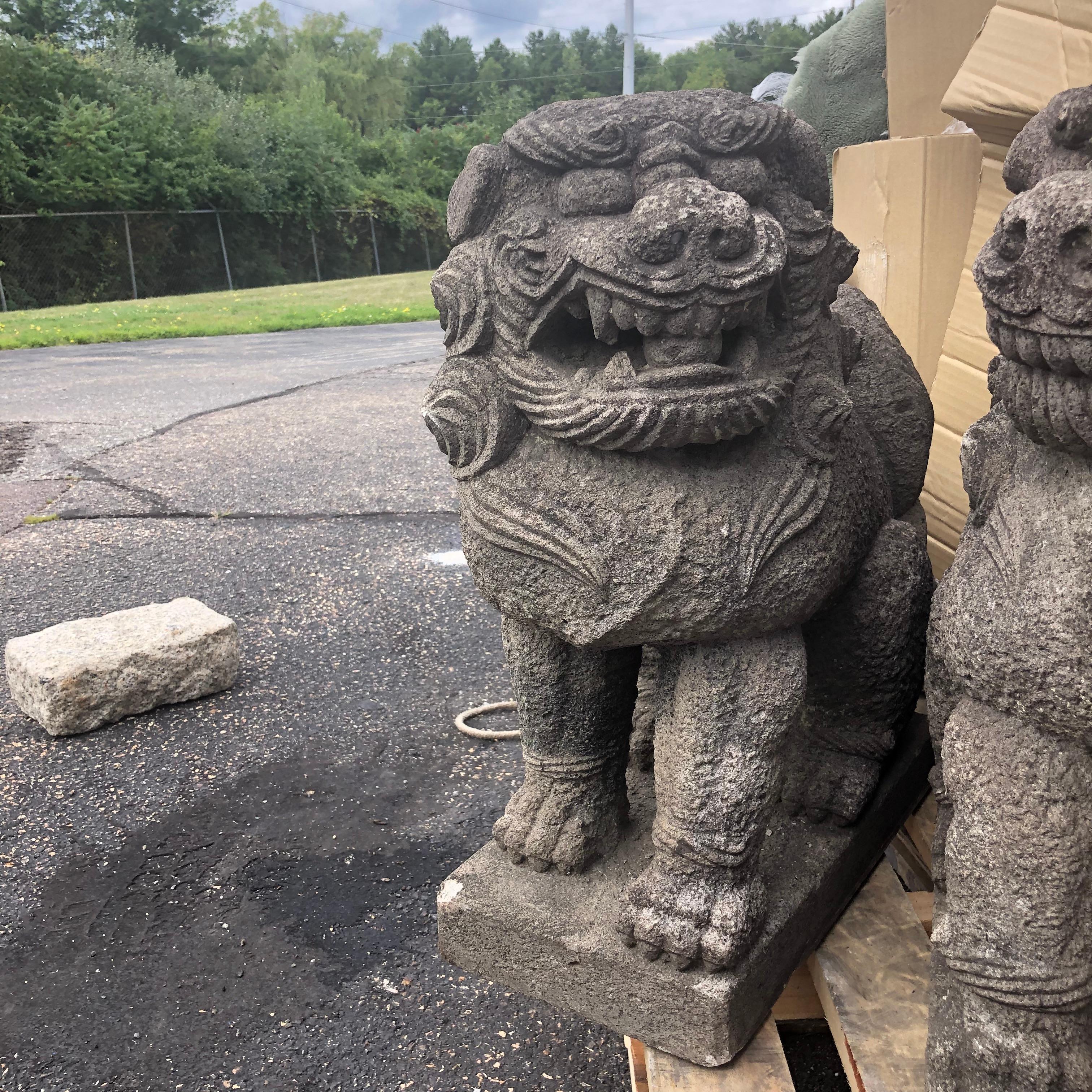 19th Century Japanese Antique Stone Guardians 