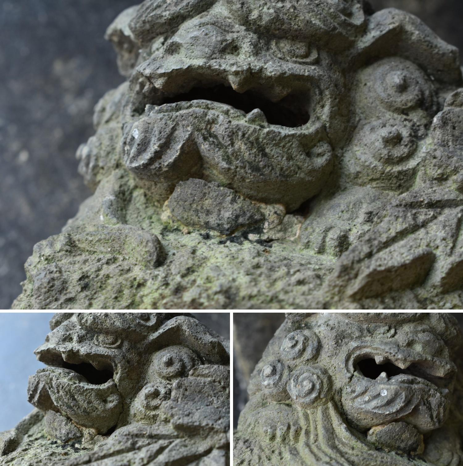 Japanese antique stone lion figurine / 1800-1900 / Edo to Meiji / garden object For Sale 5