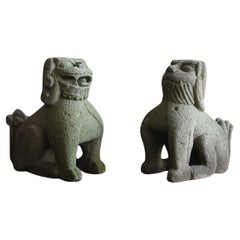Japanese antique stone lion figurine/1800-1912/guardian deity/Garden figurine