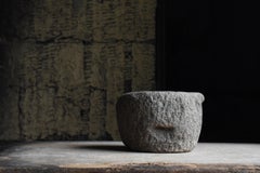 Japanese Antique Stone Mortar 1860s-1900s / Stone Bowl Object Wabi Sabi