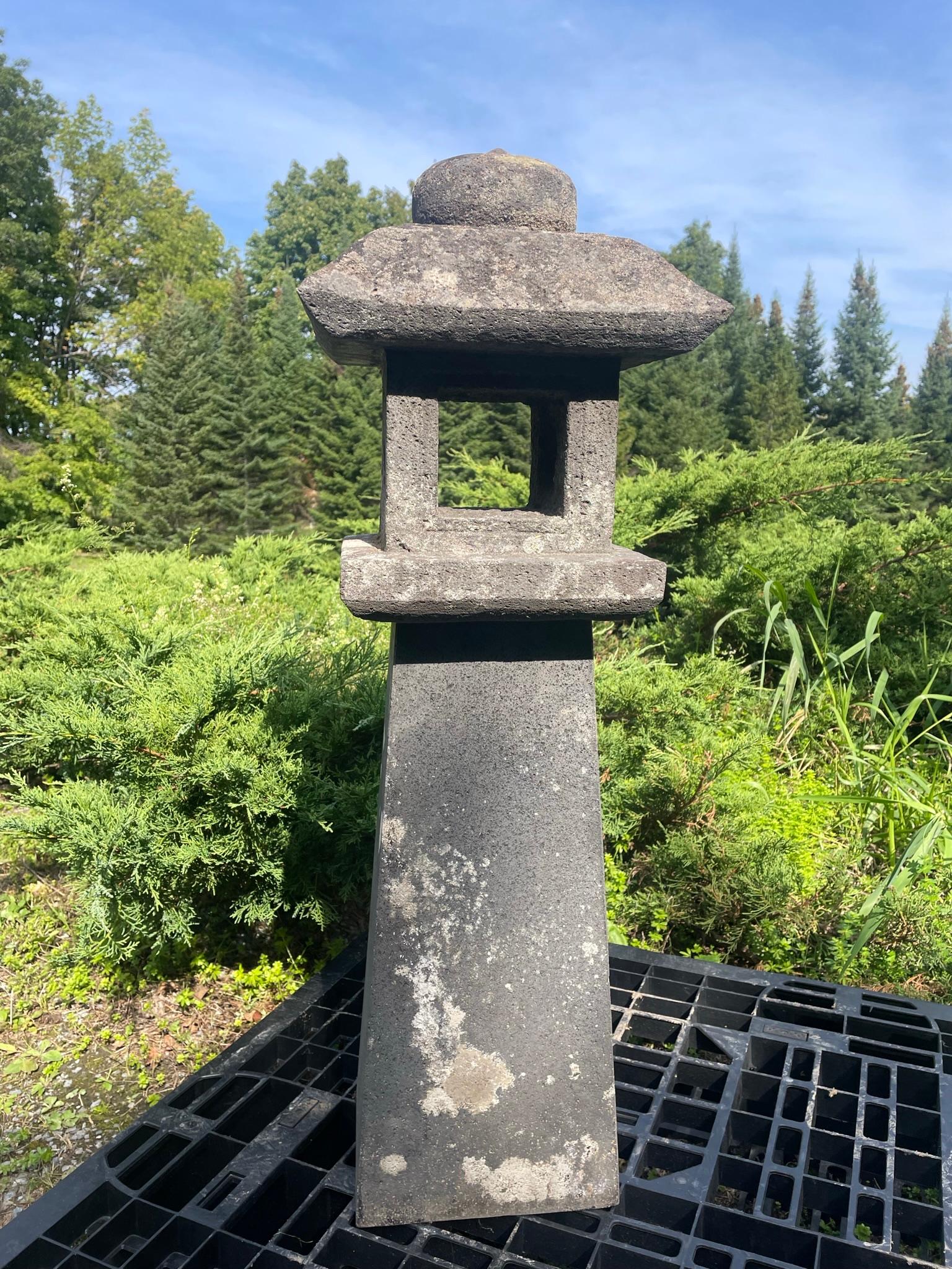 Hand-Carved Japanese Antique Stone Pathway Lantern