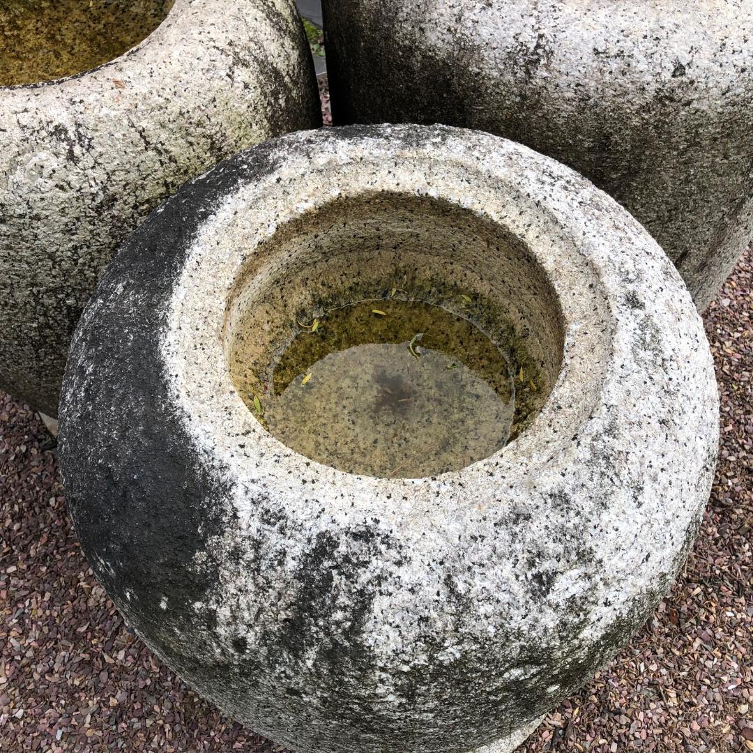 Japanese Antique Stone Planter Basins 