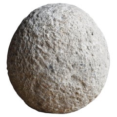 Japanese Antique Stone Sphere 1860s-1900s / Primitive Sculpture Wabi Sabi