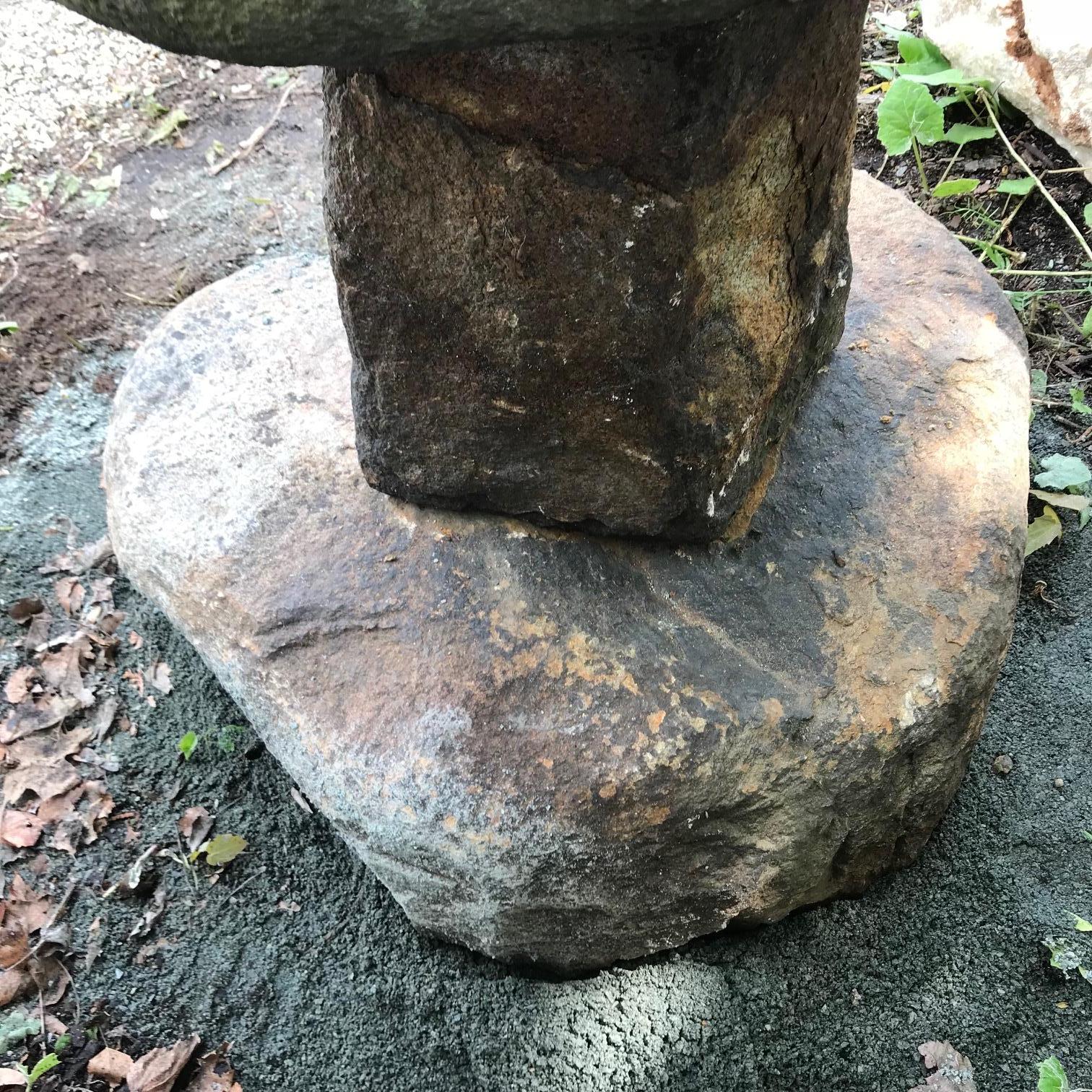 Japanese Antique Stone Spirit Lantern, Red Kurama Granite, One-of-a-Kind 9