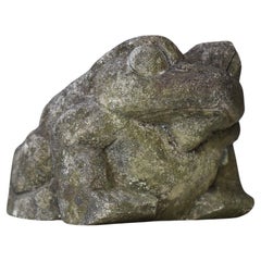 Estatua Japonesa Antigua de Piedra Rana Años 1860-1920 / Escultura Wabisabi
