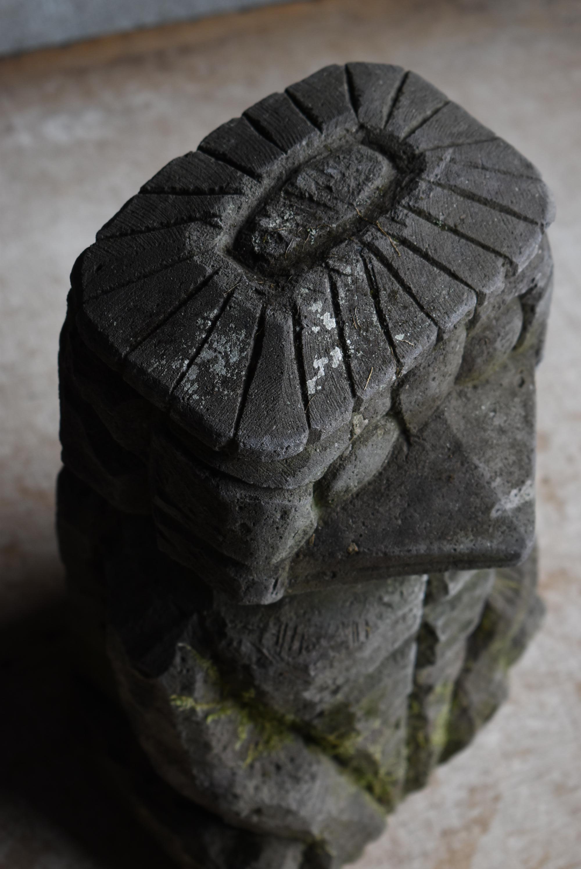 Estatua japonesa antigua de piedra Kappa 1860s-1900s / Figurilla Wabi Sabi Tallado a mano
