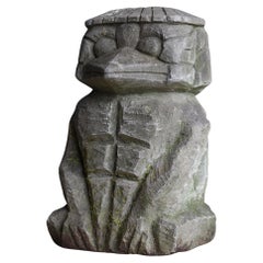 Estatua japonesa antigua de piedra Kappa 1860s-1900s / Figurilla Wabi Sabi