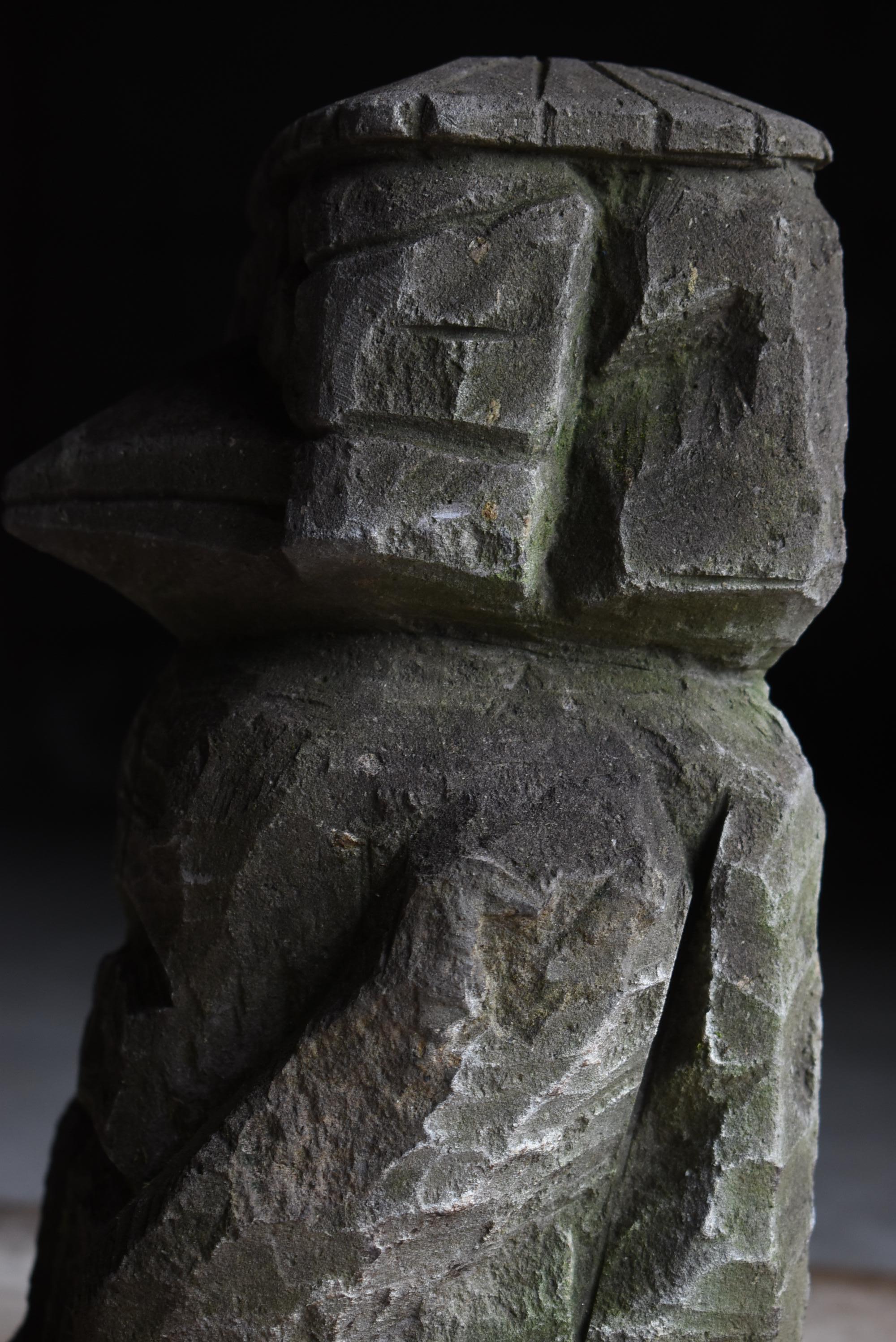 Japanese Antique Stone Statue Kappa 1860s-1900s / Wabi Sabi 4