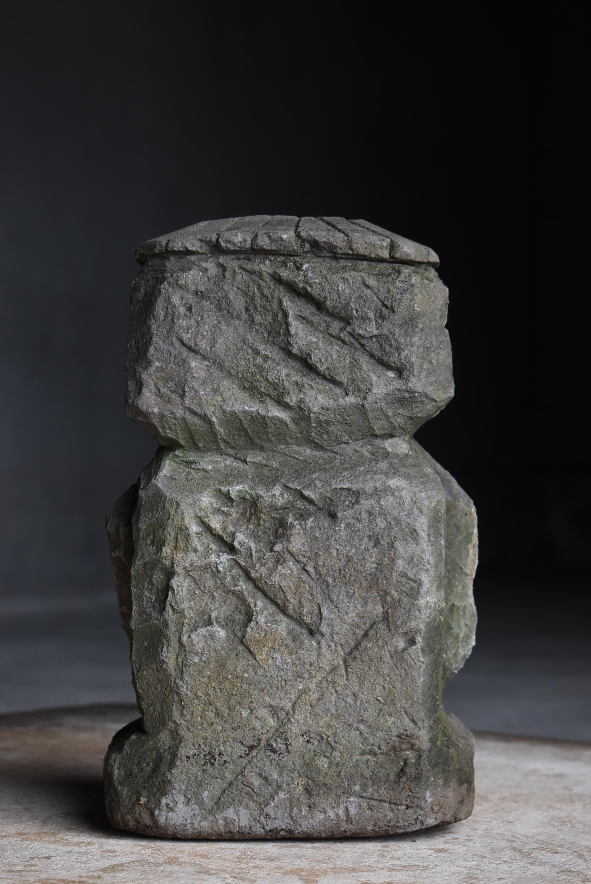 Japanese Antique Stone Statue Kappa 1860s-1900s / Wabi Sabi 5
