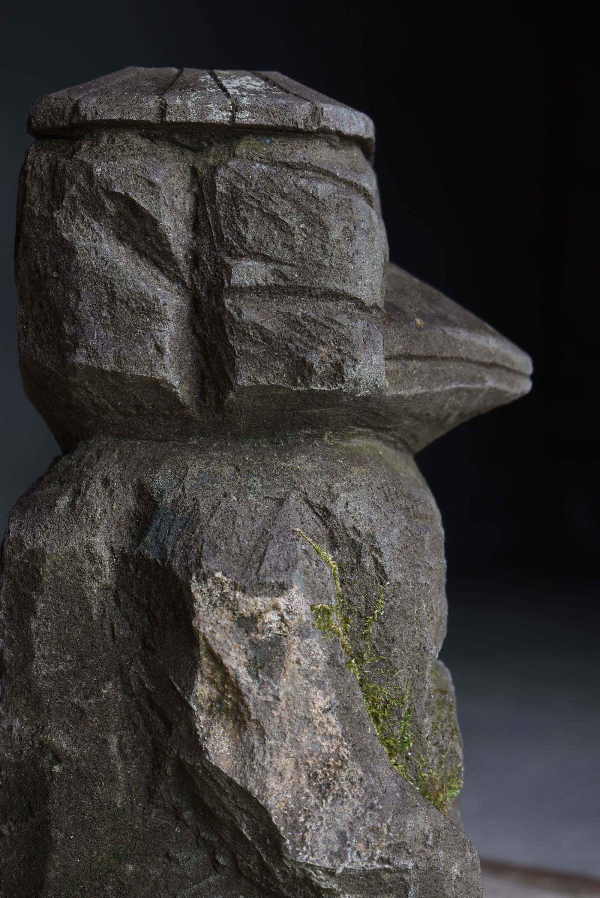 Japanese Antique Stone Statue Kappa 1860s-1900s / Wabi Sabi 8