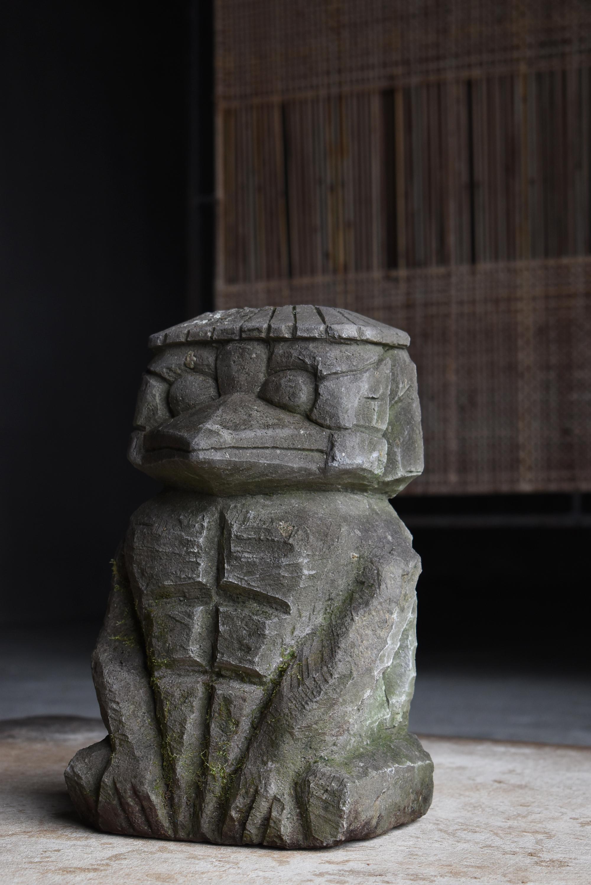 Japanese Antique Stone Statue Kappa 1860s-1900s / Wabi Sabi 11