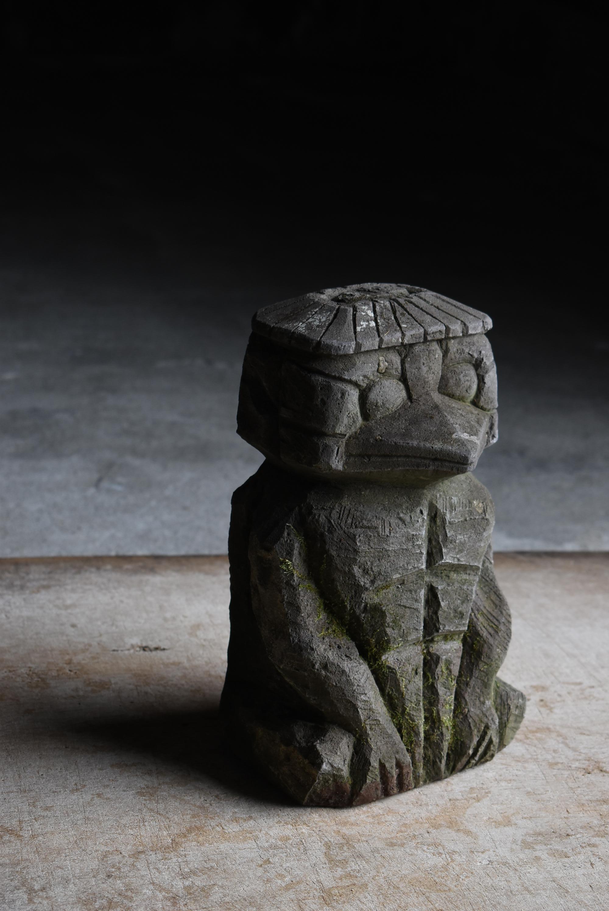 Hand-Carved Japanese Antique Stone Statue Kappa 1860s-1900s / Wabi Sabi