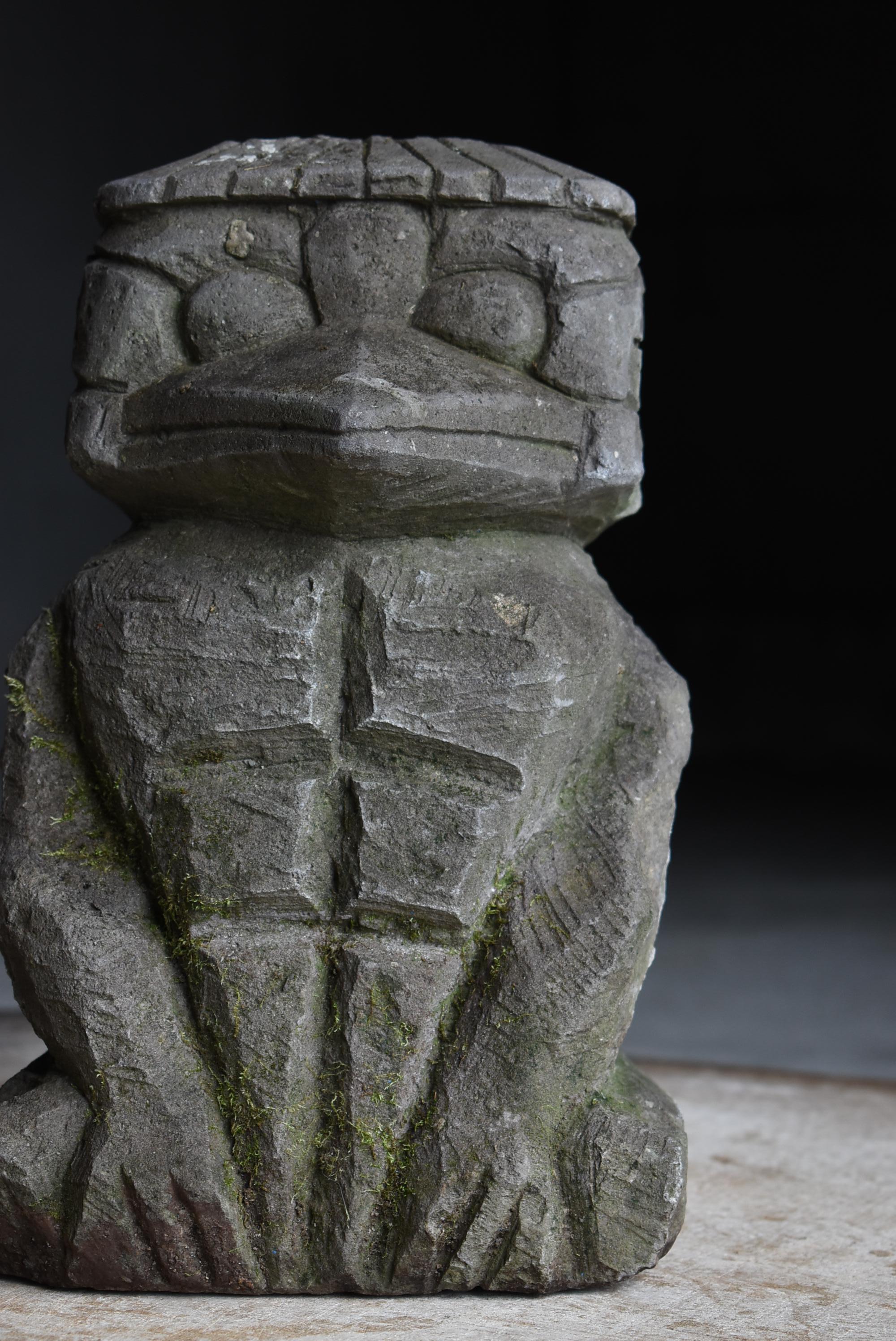 20th Century Japanese Antique Stone Statue Kappa 1860s-1900s / Wabi Sabi