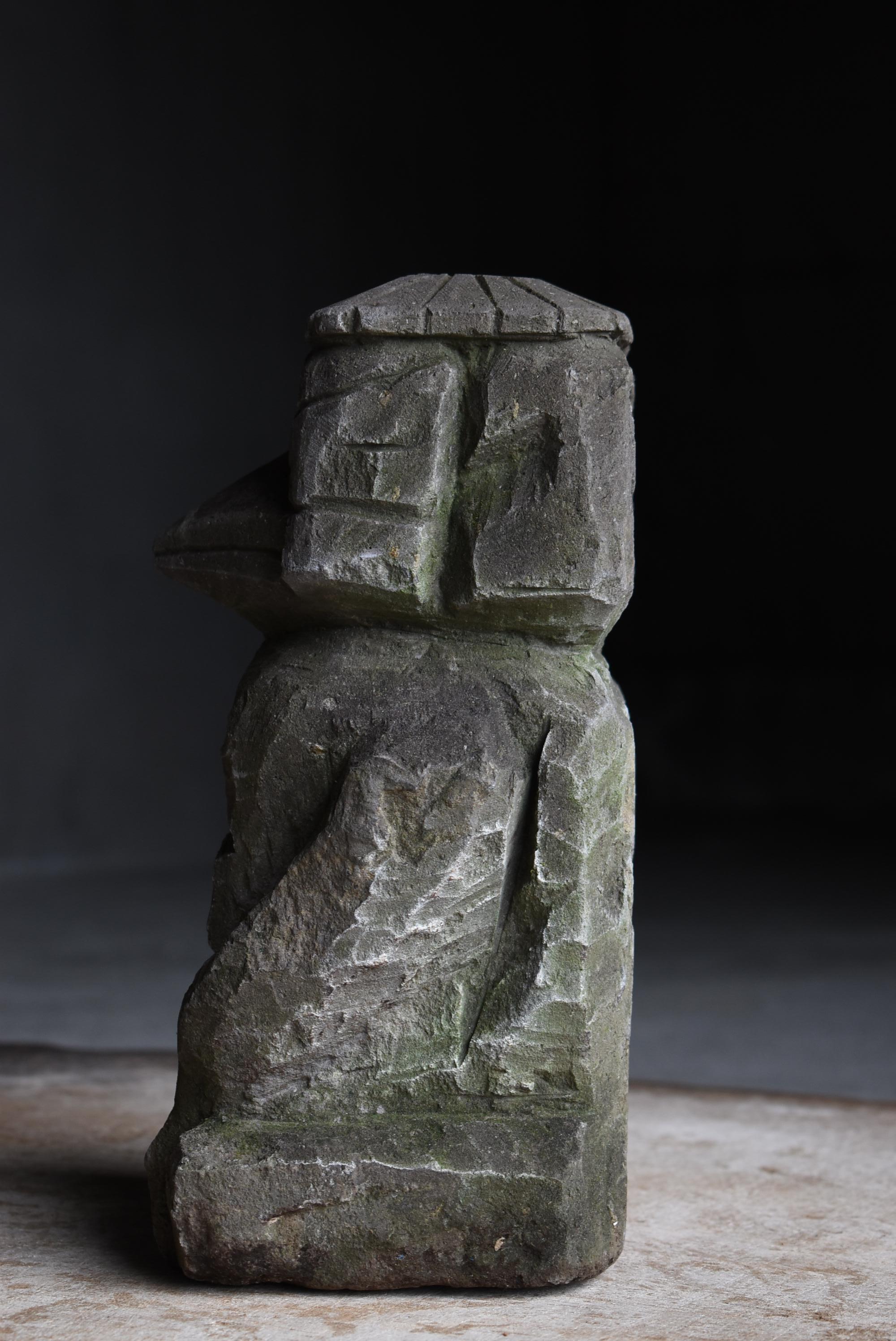 Japanese Antique Stone Statue Kappa 1860s-1900s / Wabi Sabi 3