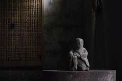 Japanese Antique Stone Statue 「The Man Sitting」 1800s-1860s / Figurine Wabi Sabi