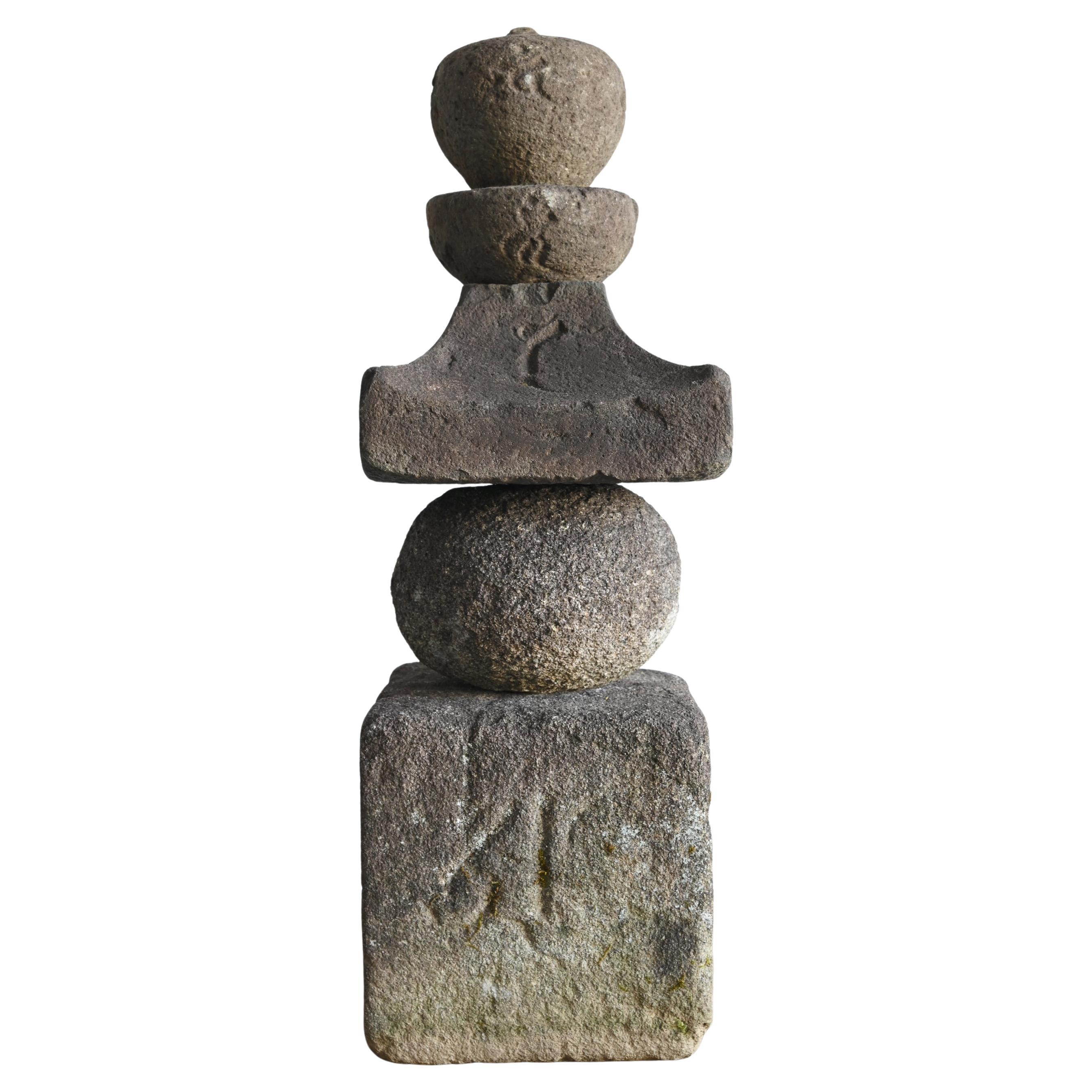 Japanese antique stone tower / [Gorinto] / 15th-17th century For Sale