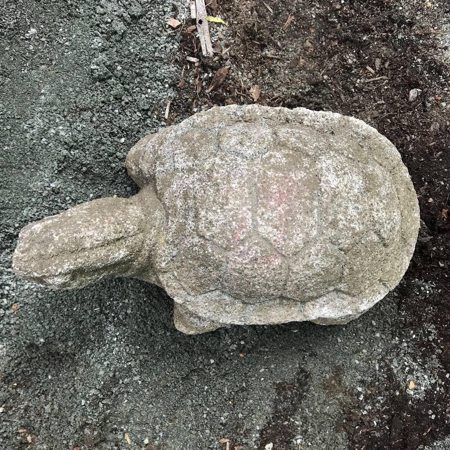 Japanese Antique Stone Turtle Kame Intricately Carved In Good Condition In South Burlington, VT