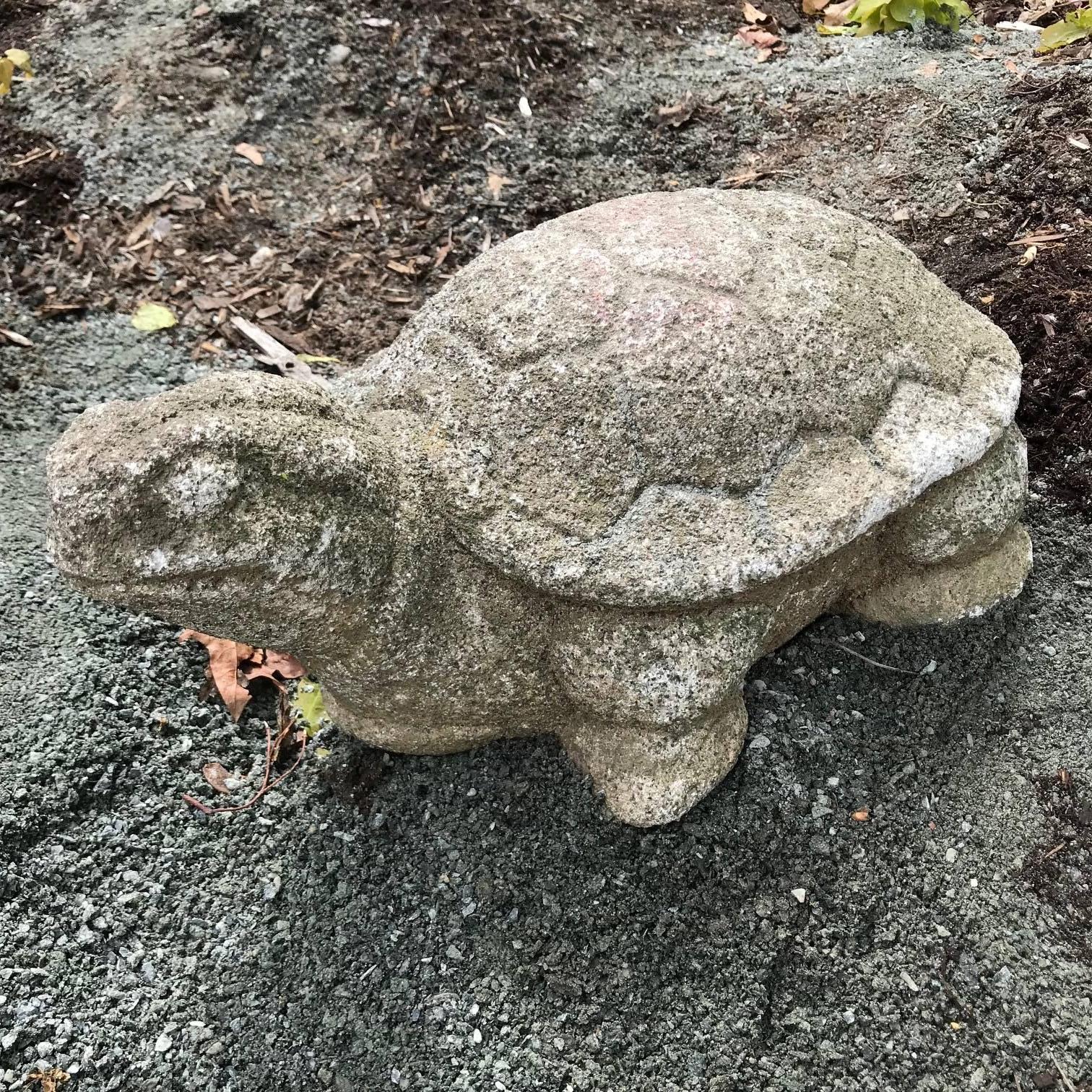 Japanese Antique Stone Turtle Kame Intricately Carved 2