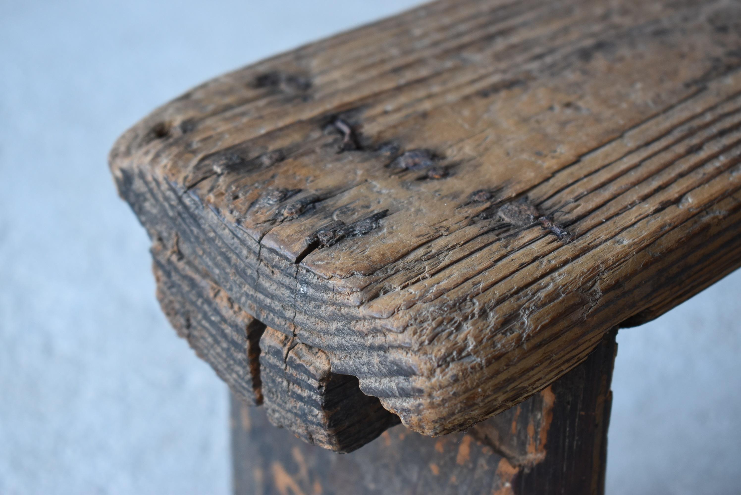 Cedar Japanese Antique Stool 1860s-1900s/Primitive Chair Stand Wabisabi mingei