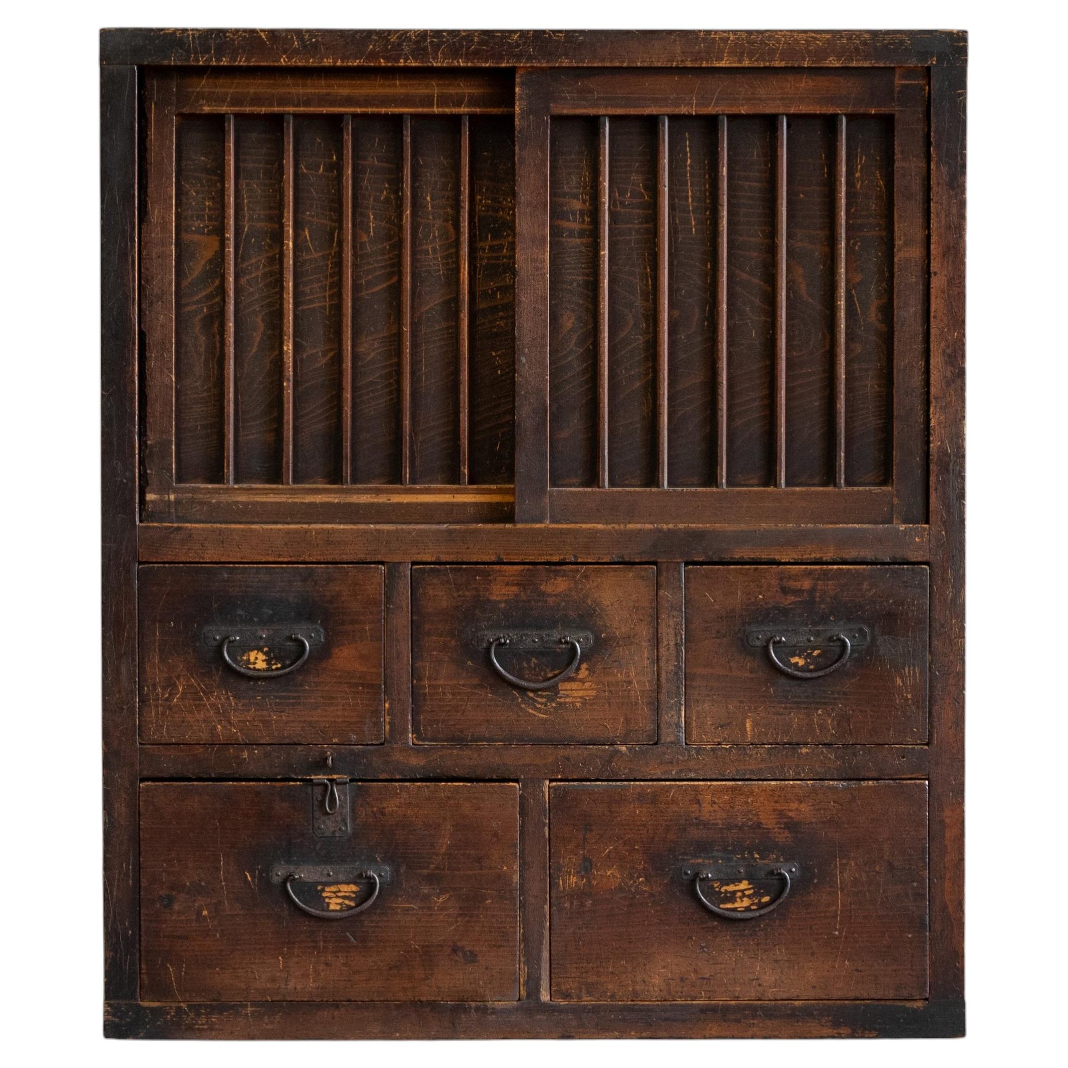 Japanese Antique Storage Cabinet, Meiji Era (1868-1912), Wabi Sabi, Mingei