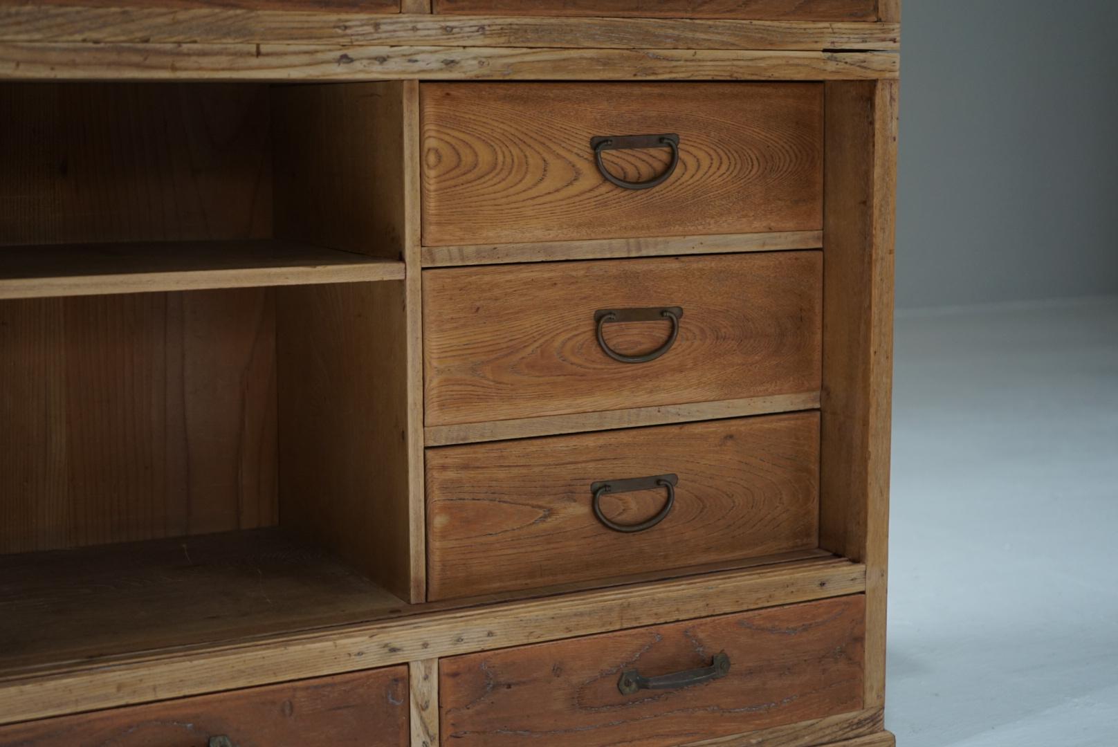 Japanese Antique Storage shelf 3 tiers stacked Wabi-Sabi Japandi For Sale 4