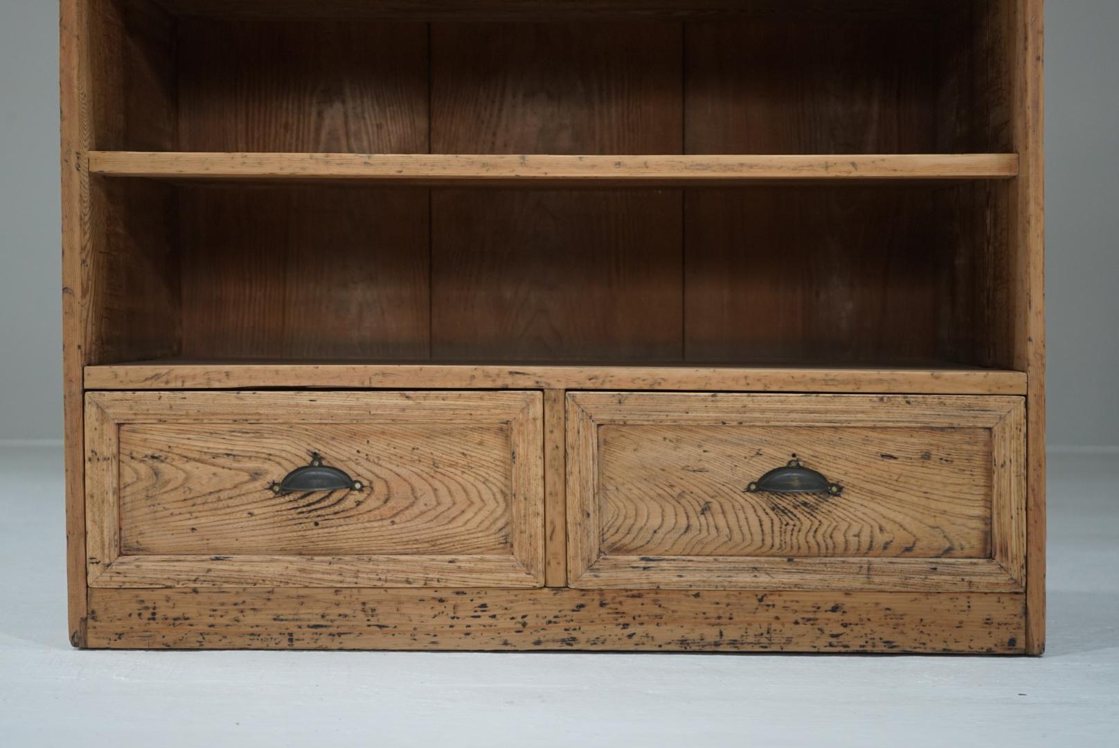 Bois Étagère de rangement japonaise ancienne étagère ouverte étagère d'exposition Wabi-Sabi Japandi en vente