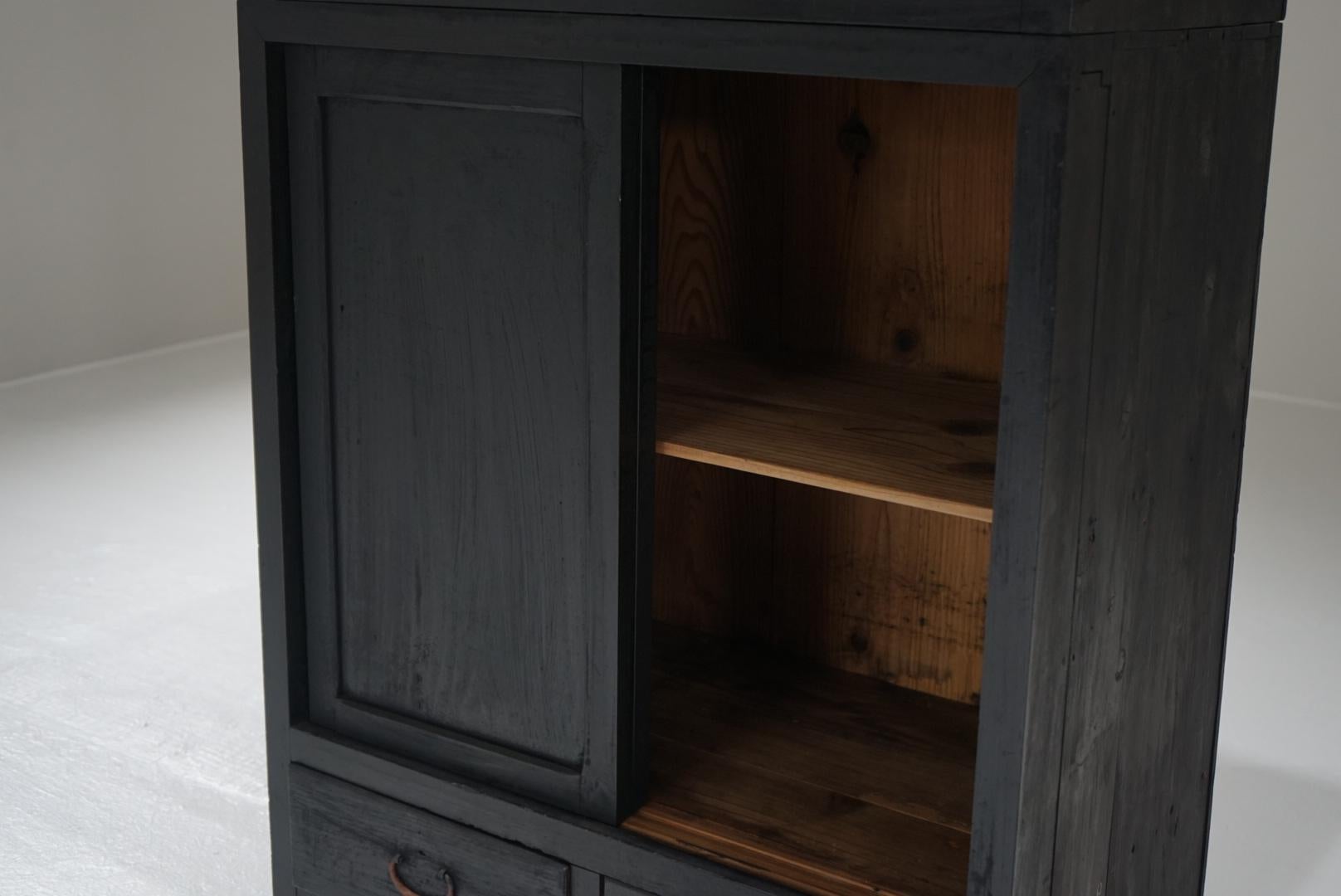 Japanese Antique Storage shelves Black Shelf Wabi-Sabi For Sale 5