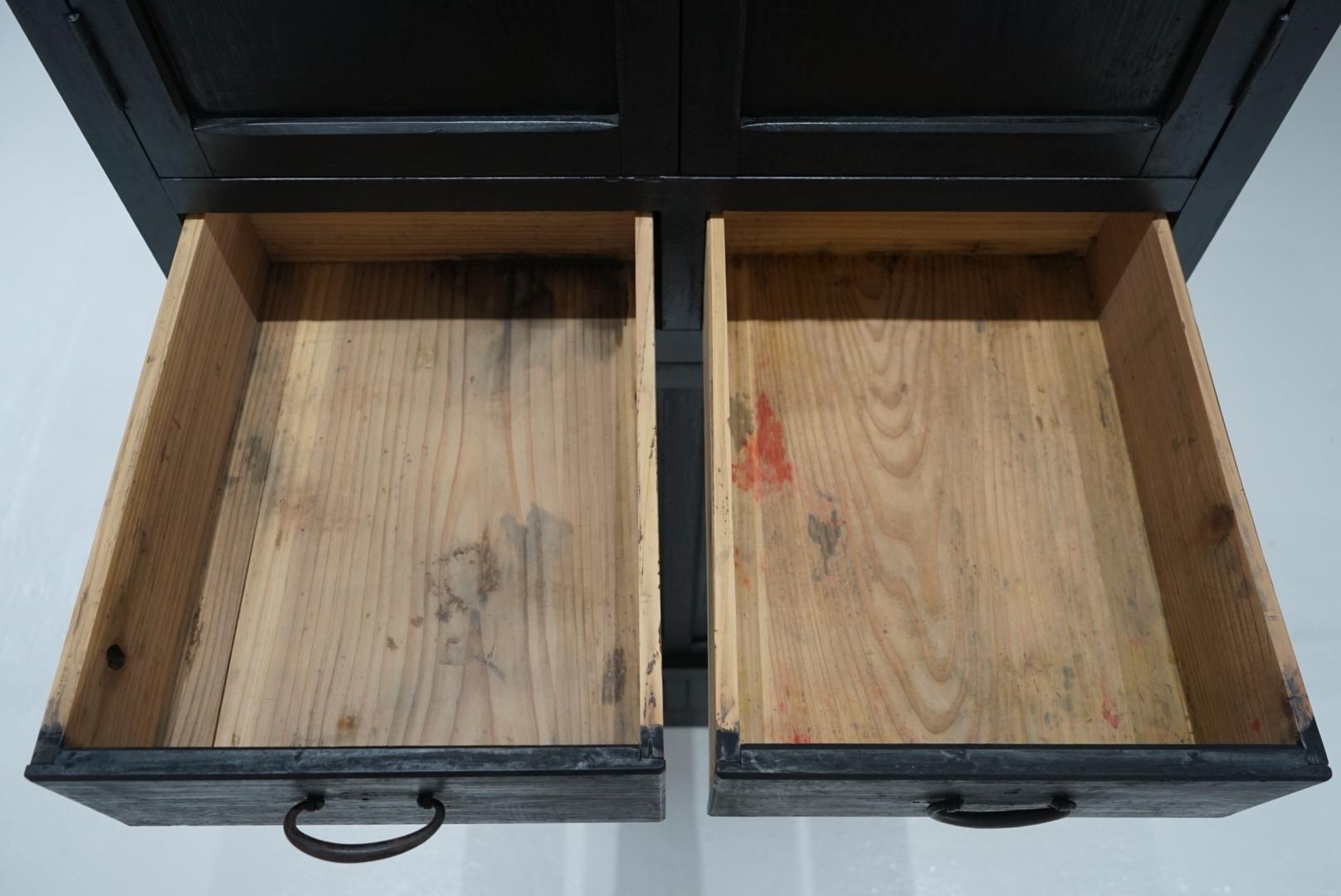 Japanese Antique Storage shelves Black Shelf Wabi-Sabi For Sale 6