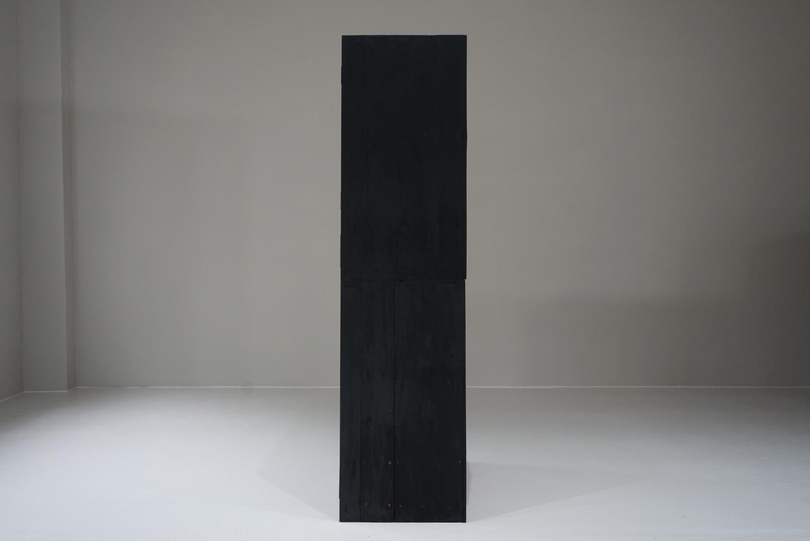 Japanese Antique Storage shelves Black Shelf Wabi-Sabi For Sale 9