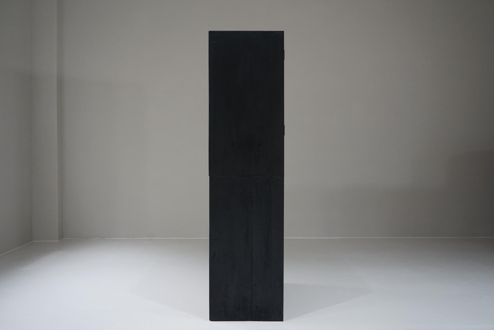 Japanese Antique Storage shelves Black Shelf Wabi-Sabi For Sale 11