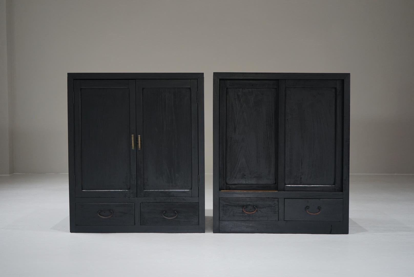 Japanese Antique Storage shelves Black Shelf Wabi-Sabi For Sale 13