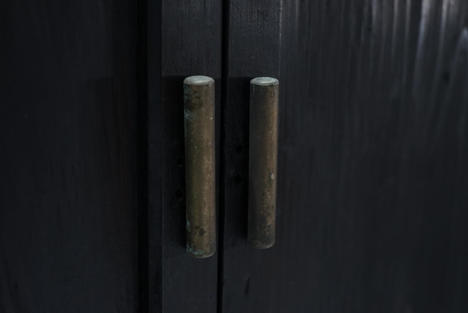 20th Century Japanese Antique Storage shelves Black Shelf Wabi-Sabi For Sale