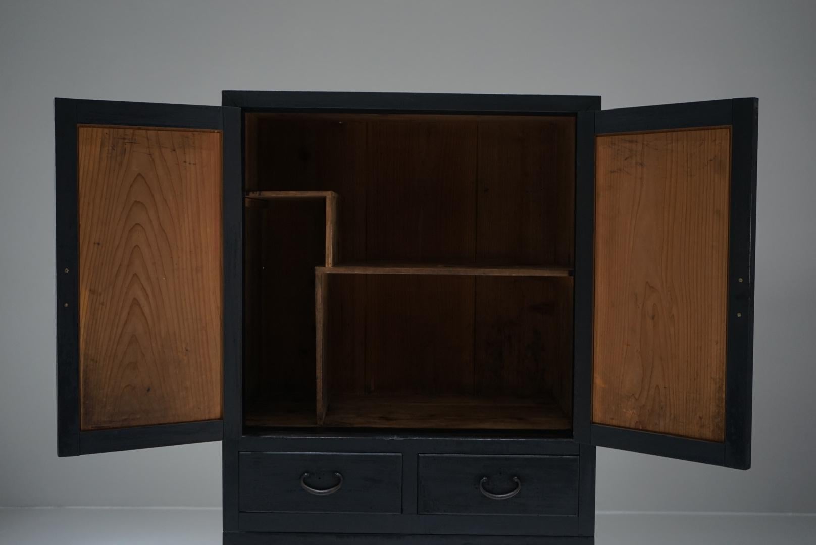 Japanese Antique Storage shelves Black Shelf Wabi-Sabi For Sale 3