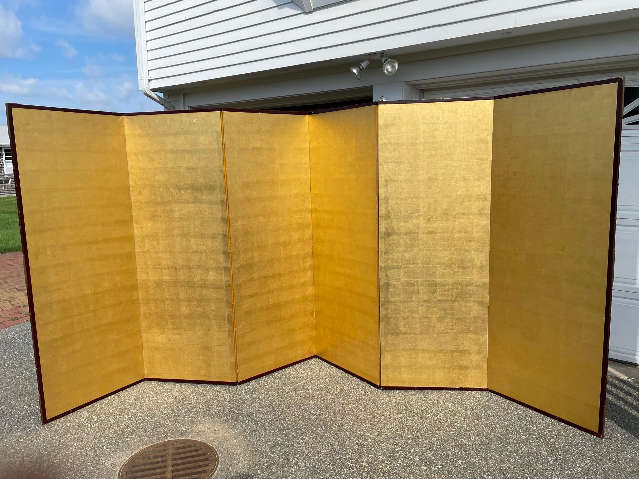Meiji Japanese Antique Stunning Gold Leaf Screen