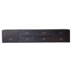 Japanese Antique Sugi Cedar Extra Long Low Cabinet with 8 Drawers, Late 19th C