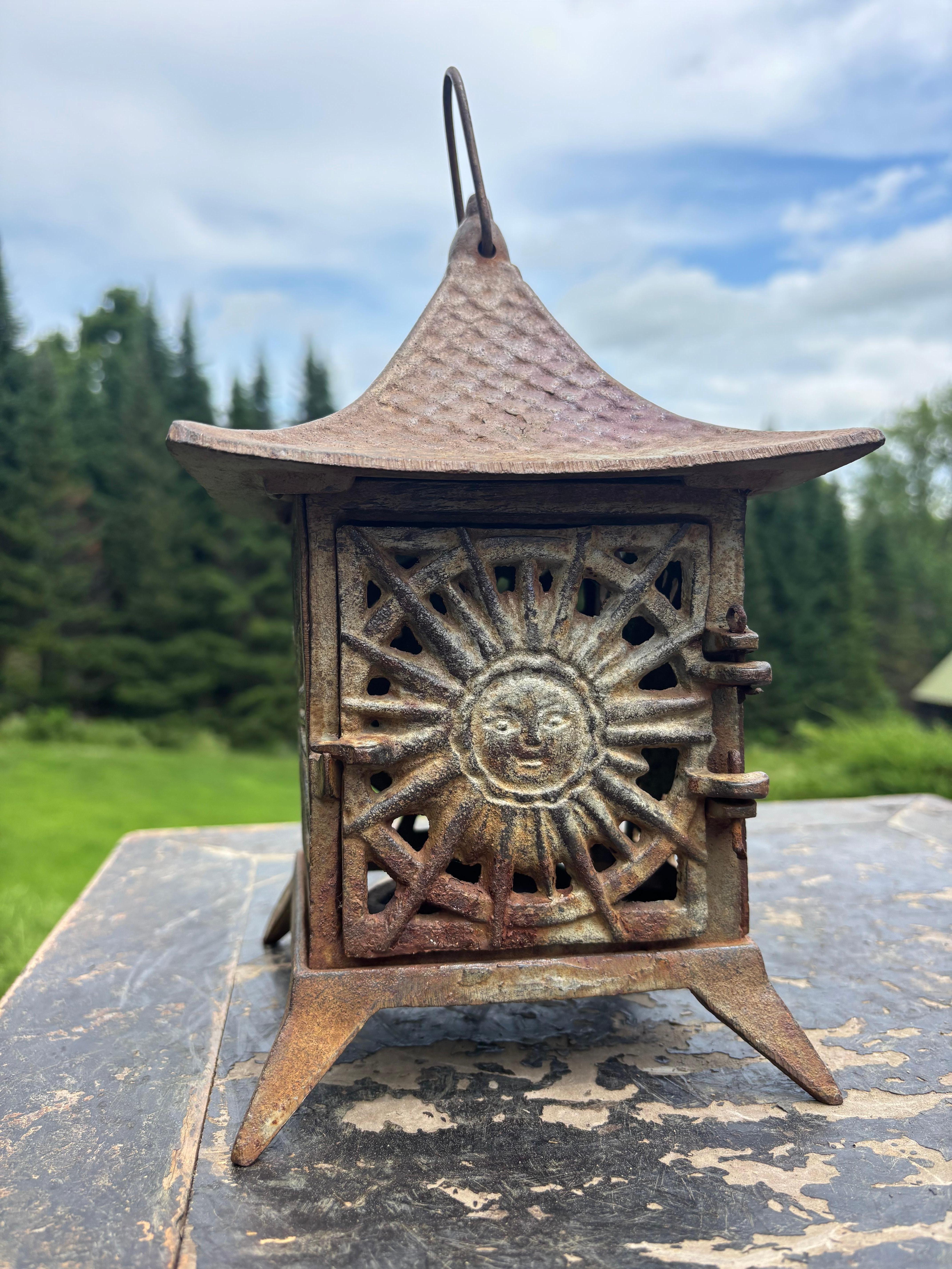 Taisho Japanese Antique Sun Faced Pagoda Roof Lantern For Sale