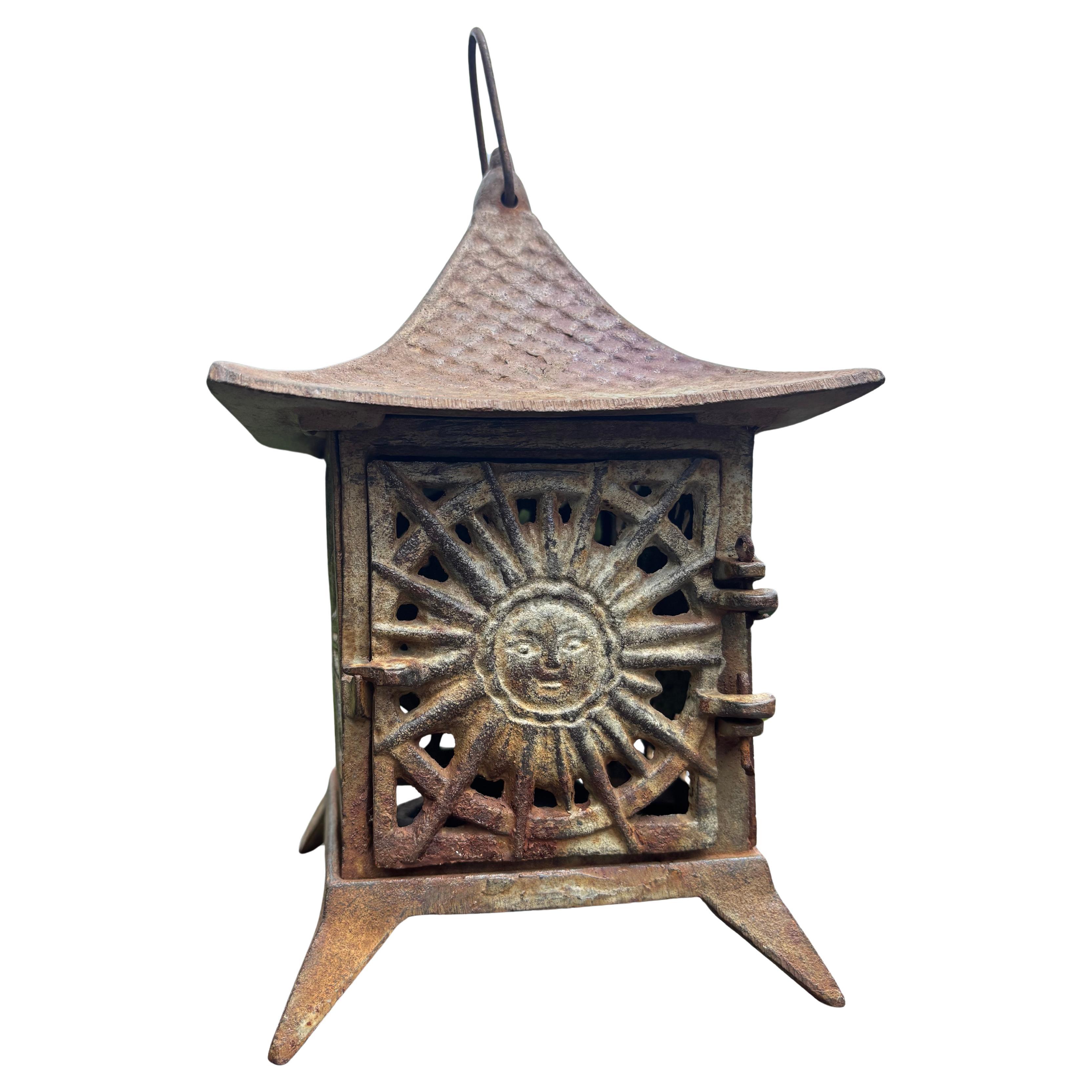 Japanese Antique Sun Faced Pagoda Roof Lantern For Sale