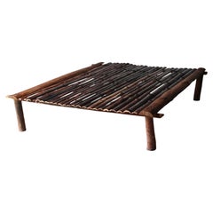 Japanese Antique Susudake Bamboo Low Table / Center Table / Wabi-Sabi Primitive