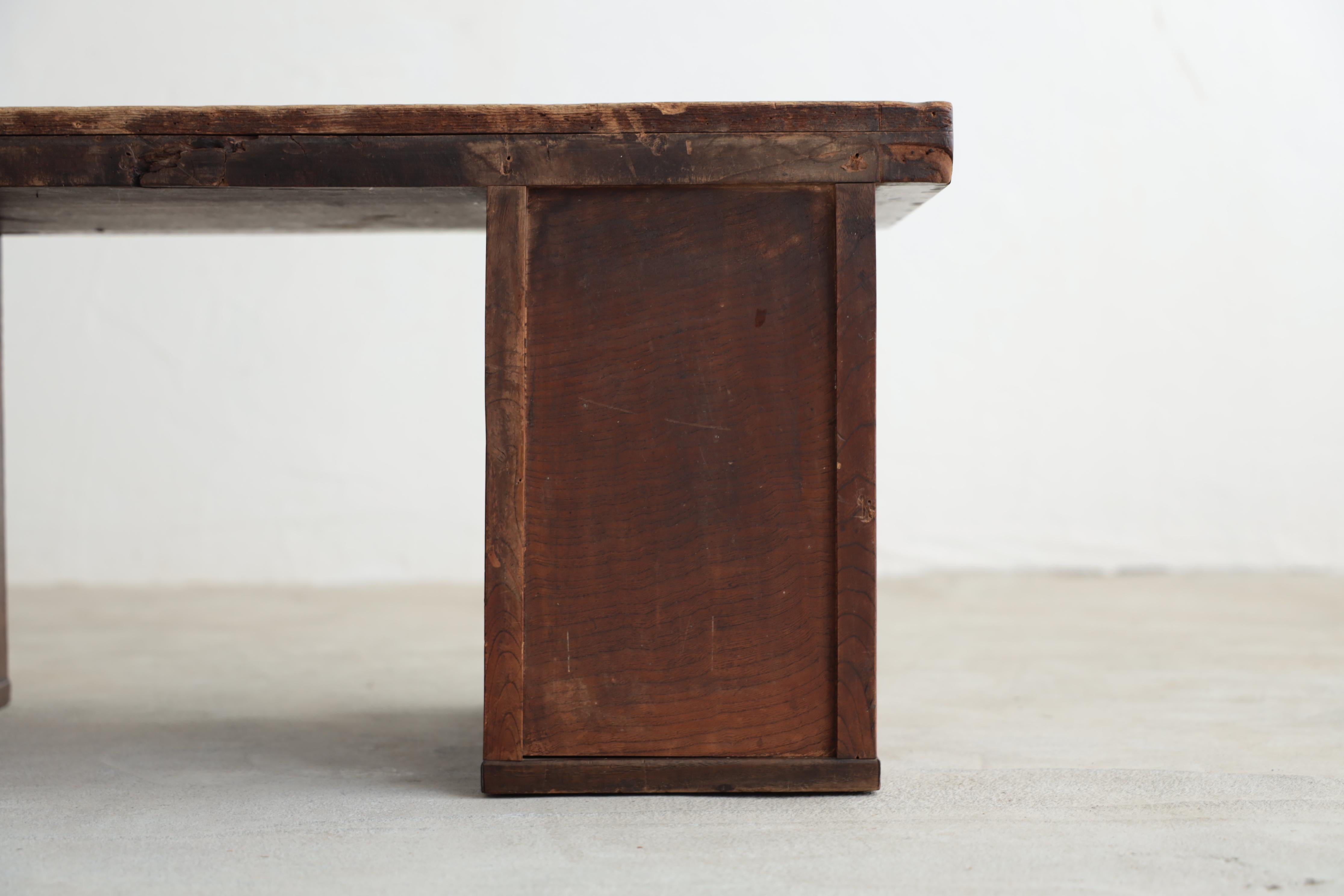 Japanese Antique Table, Desk, Double-sleeved desk, Wabi-Sabi, Early 20th Century For Sale 10