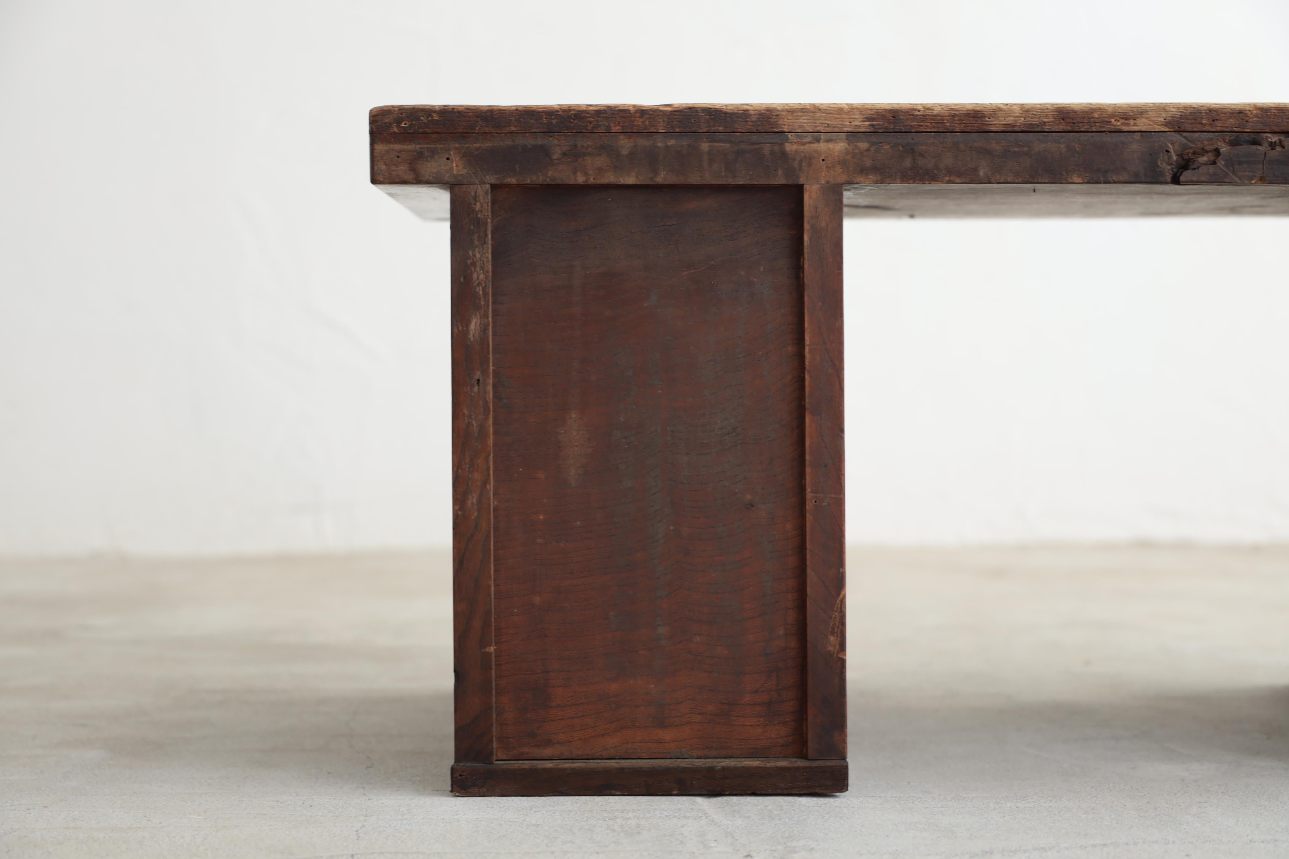 Japanese Antique Table, Desk, Double-sleeved desk, Wabi-Sabi, Early 20th Century For Sale 11