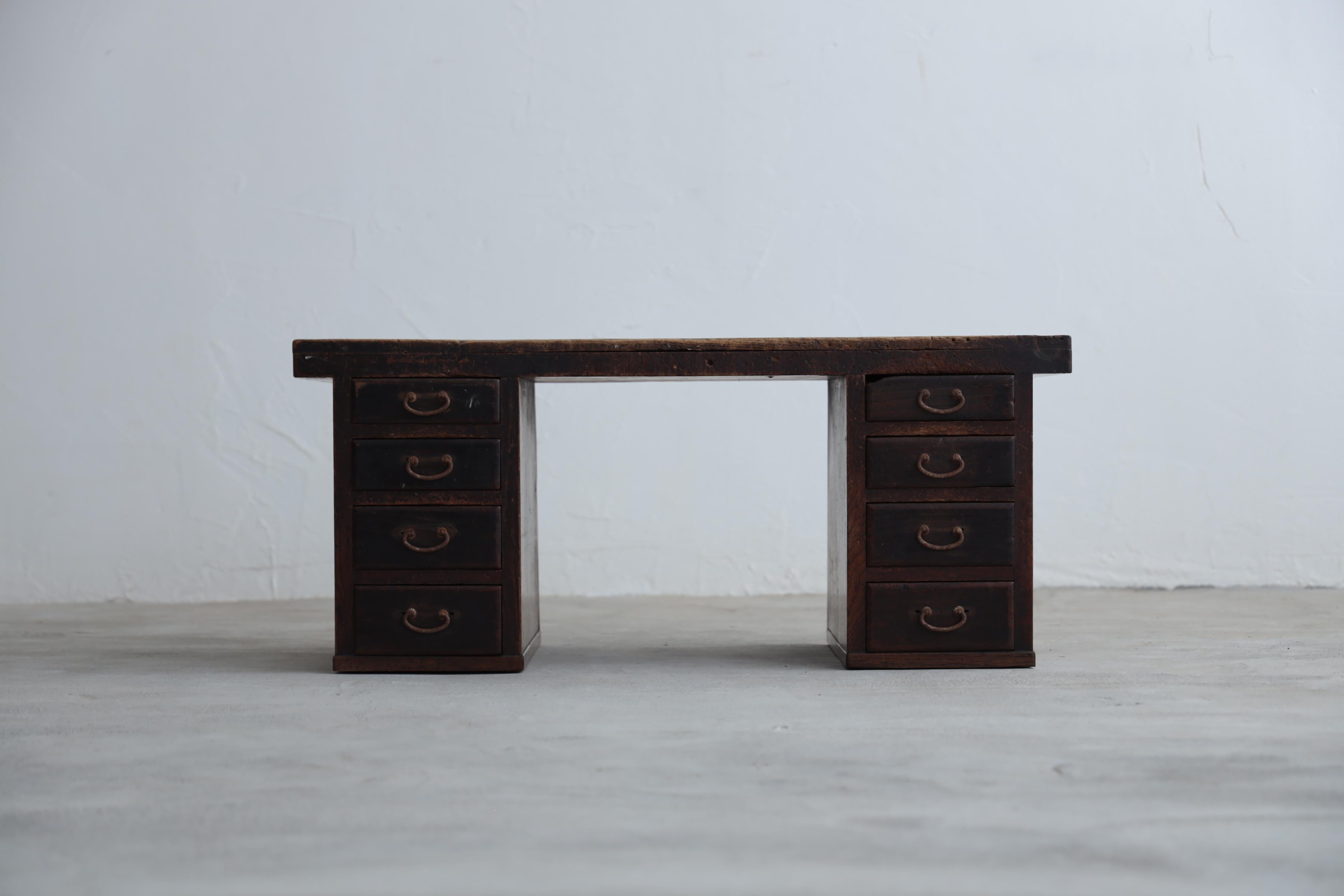 Taisho Japanese Antique Table, Desk, Double-sleeved desk, Wabi-Sabi, Early 20th Century For Sale
