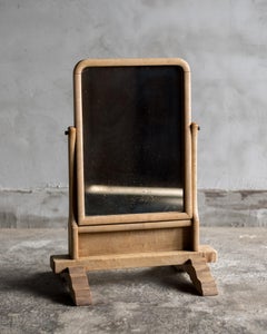 Japanese Antique Table Mirror, Taisho Era (1912–1926), Maple (Kaede), Wabi Sabi