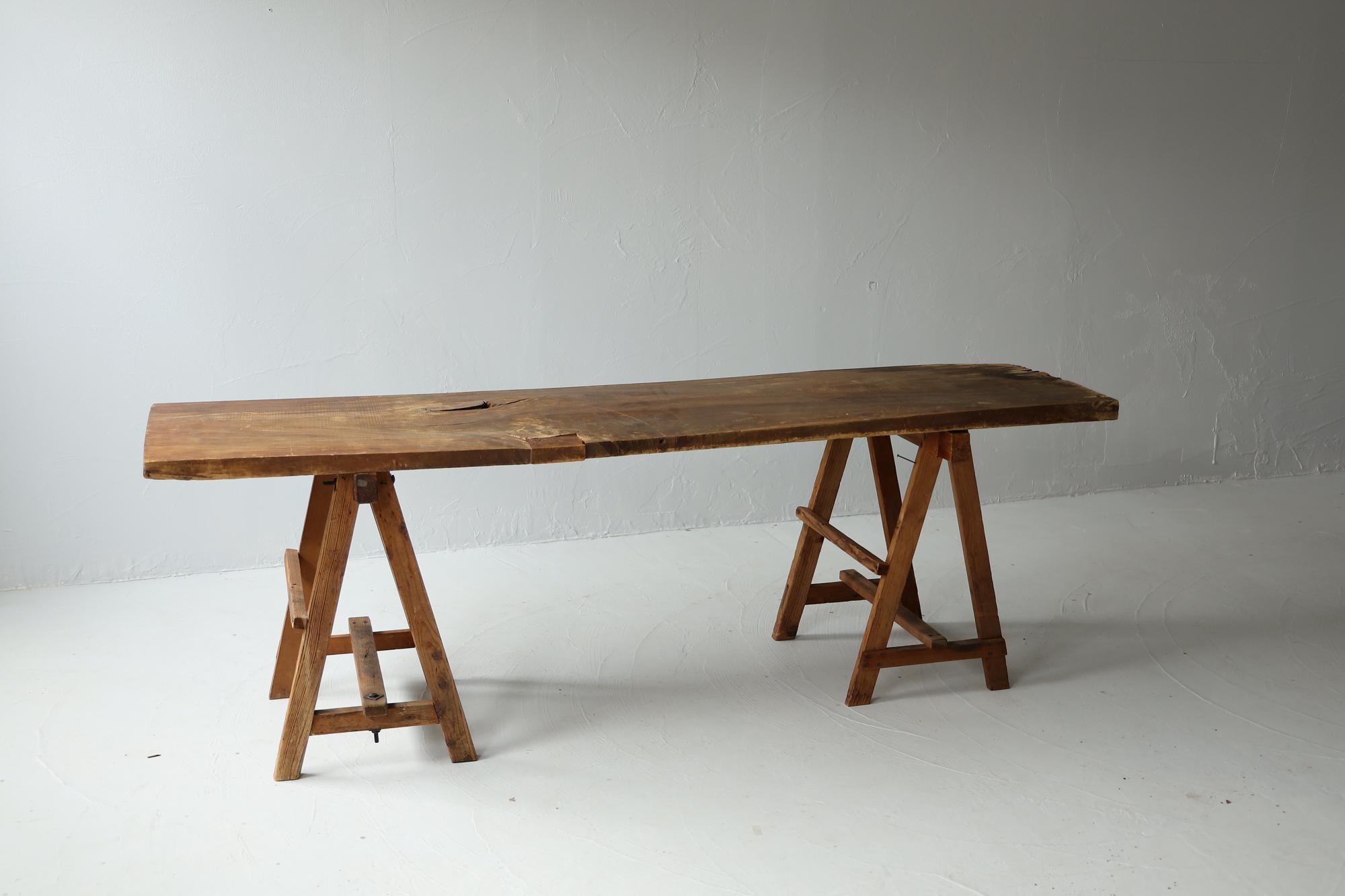 Taisho Japanese Antique Table, Table Primitive Wabi Sabi Mingei For Sale