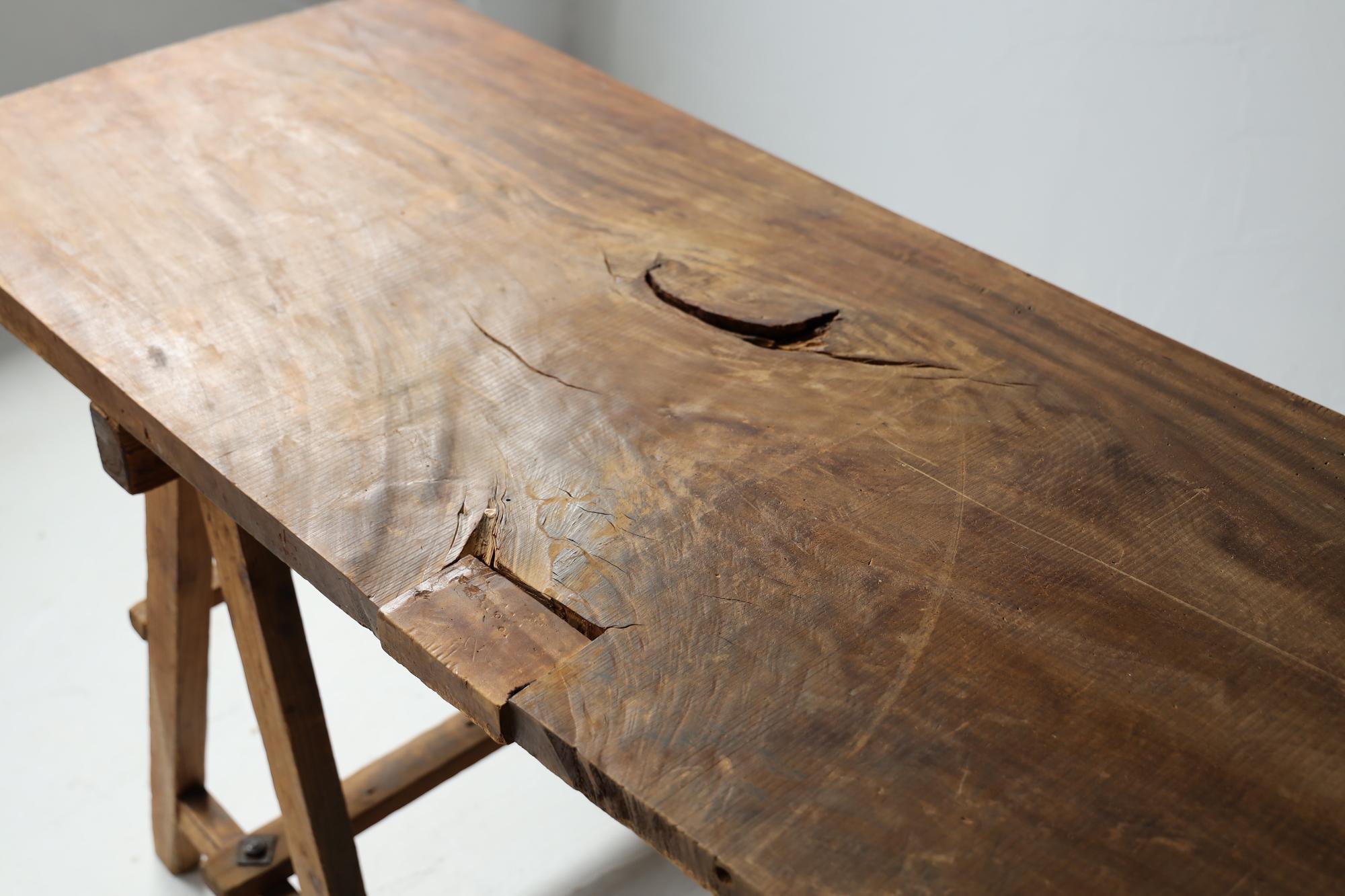 Wood Japanese Antique Table, Table Primitive Wabi Sabi Mingei For Sale