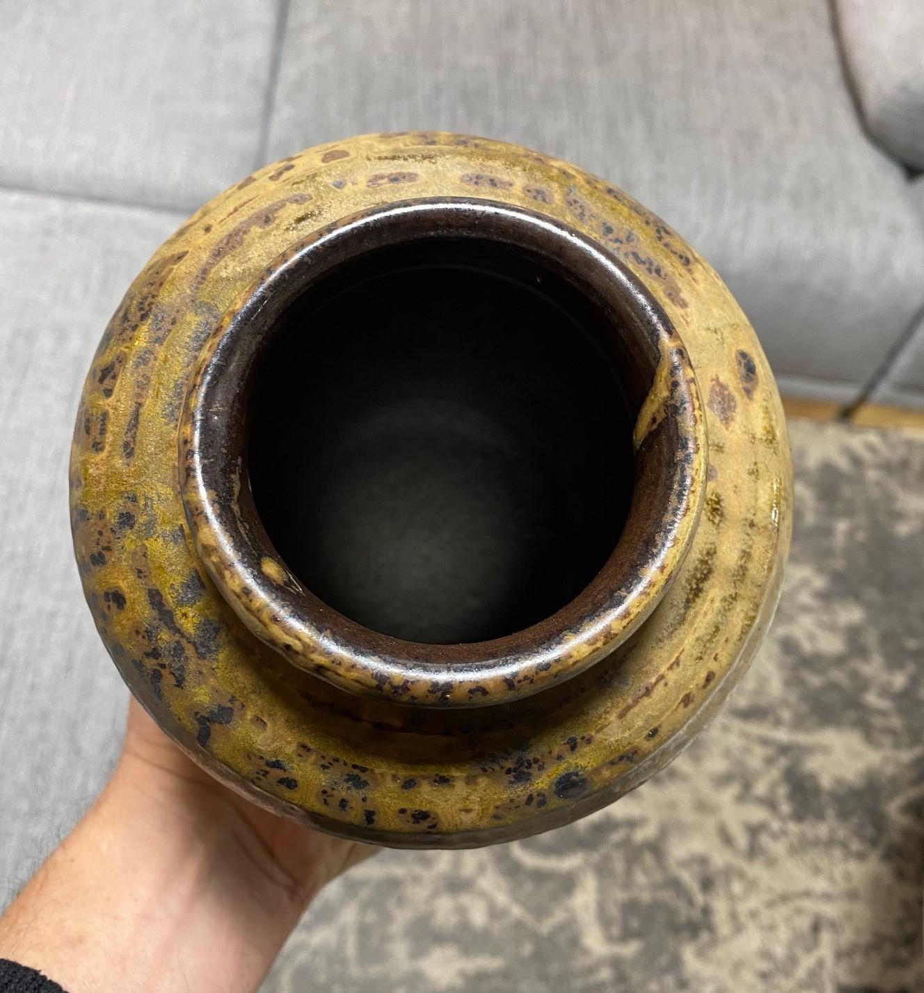Japanese Antique Tamba Tanba Ware Natural Ash Glaze Wab-Sabi Pottery Vase Jar 12