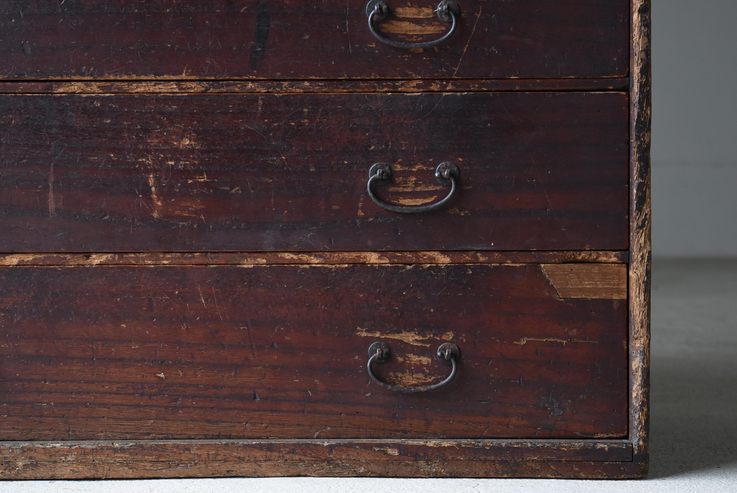 Wood Japanese Antique Tansu 1860s-1900s / Chest of Drawer Cabinet Wabisabi Mingei For Sale