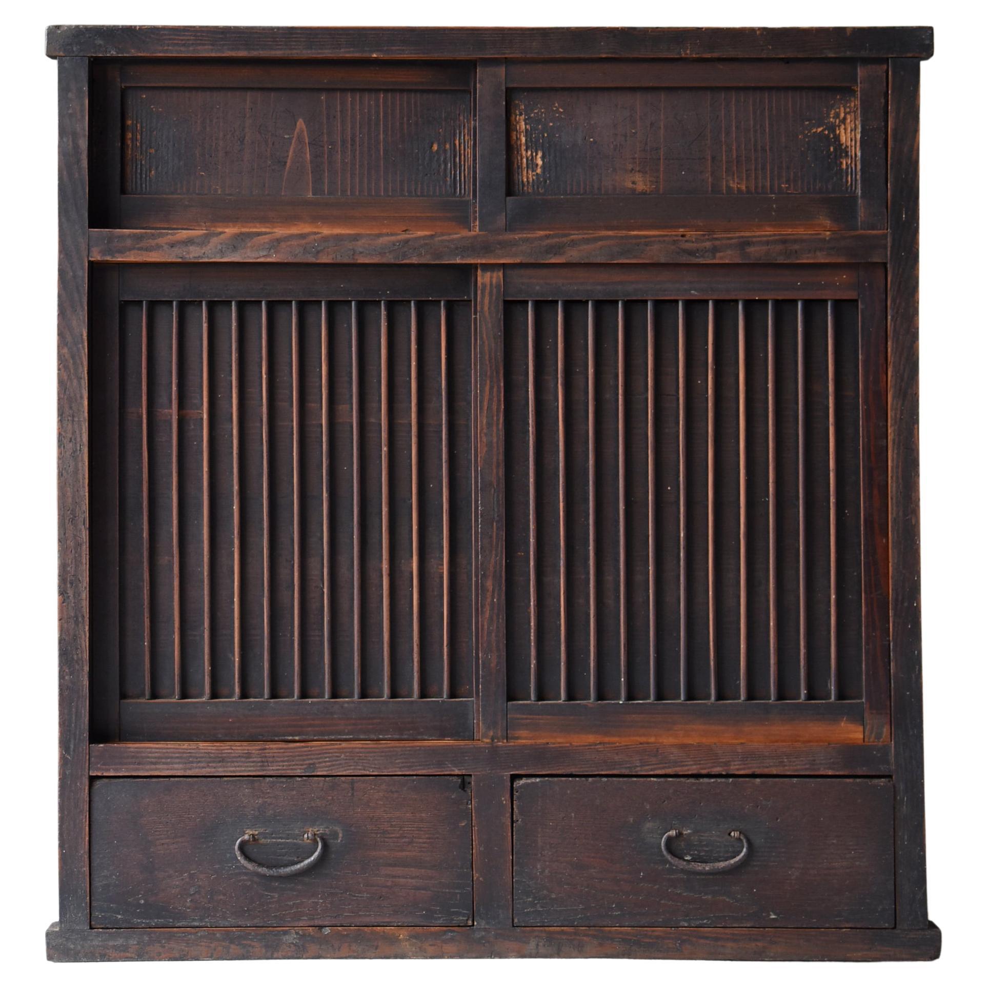 Ancienne armoire japonaise Tansu 1860s-1920s / Armoire d'appoint Wabisabi