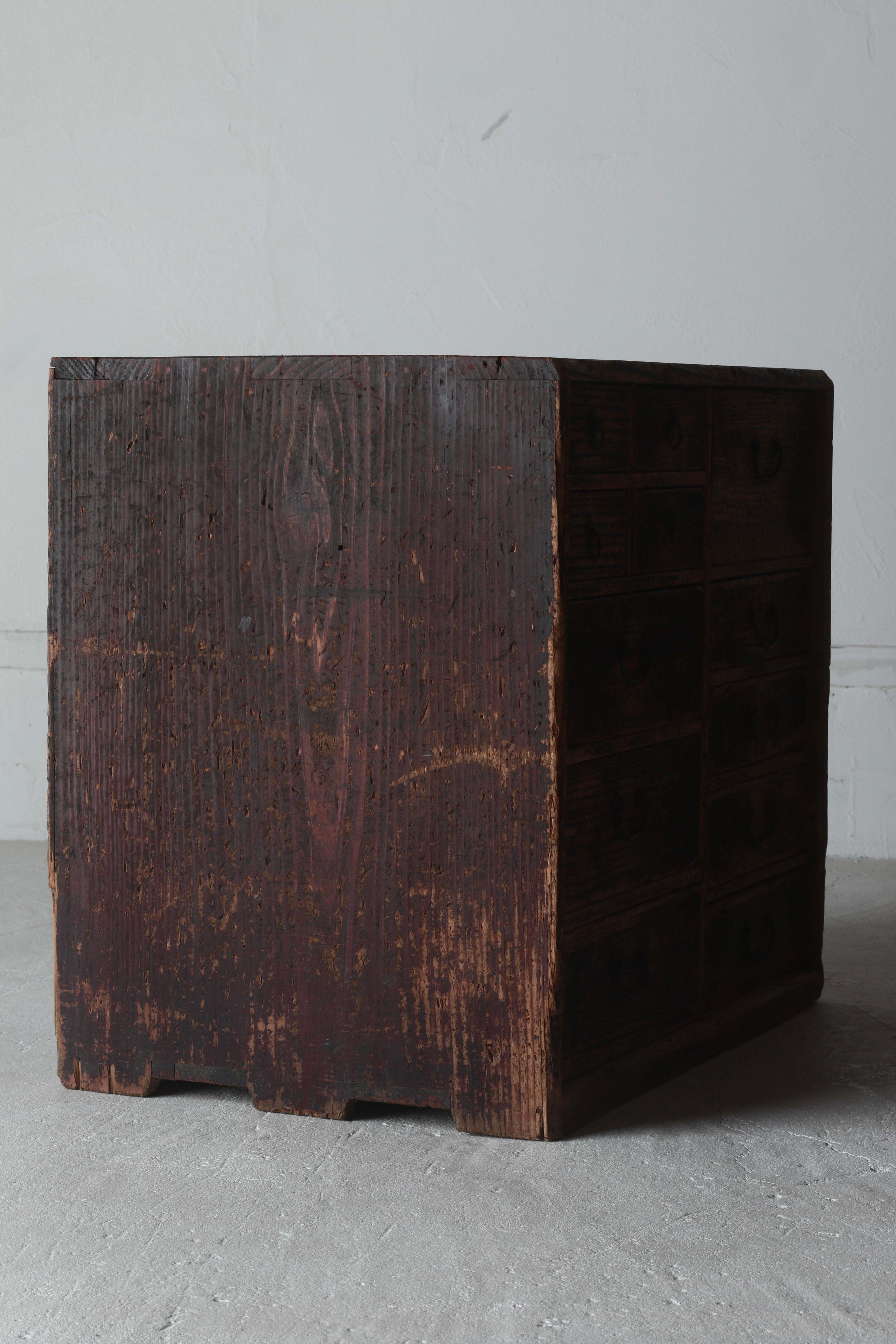 Tansu / Cabinet japonais ancien  Drapeau de la période Meiji Wabi-Sabi Mingei 5