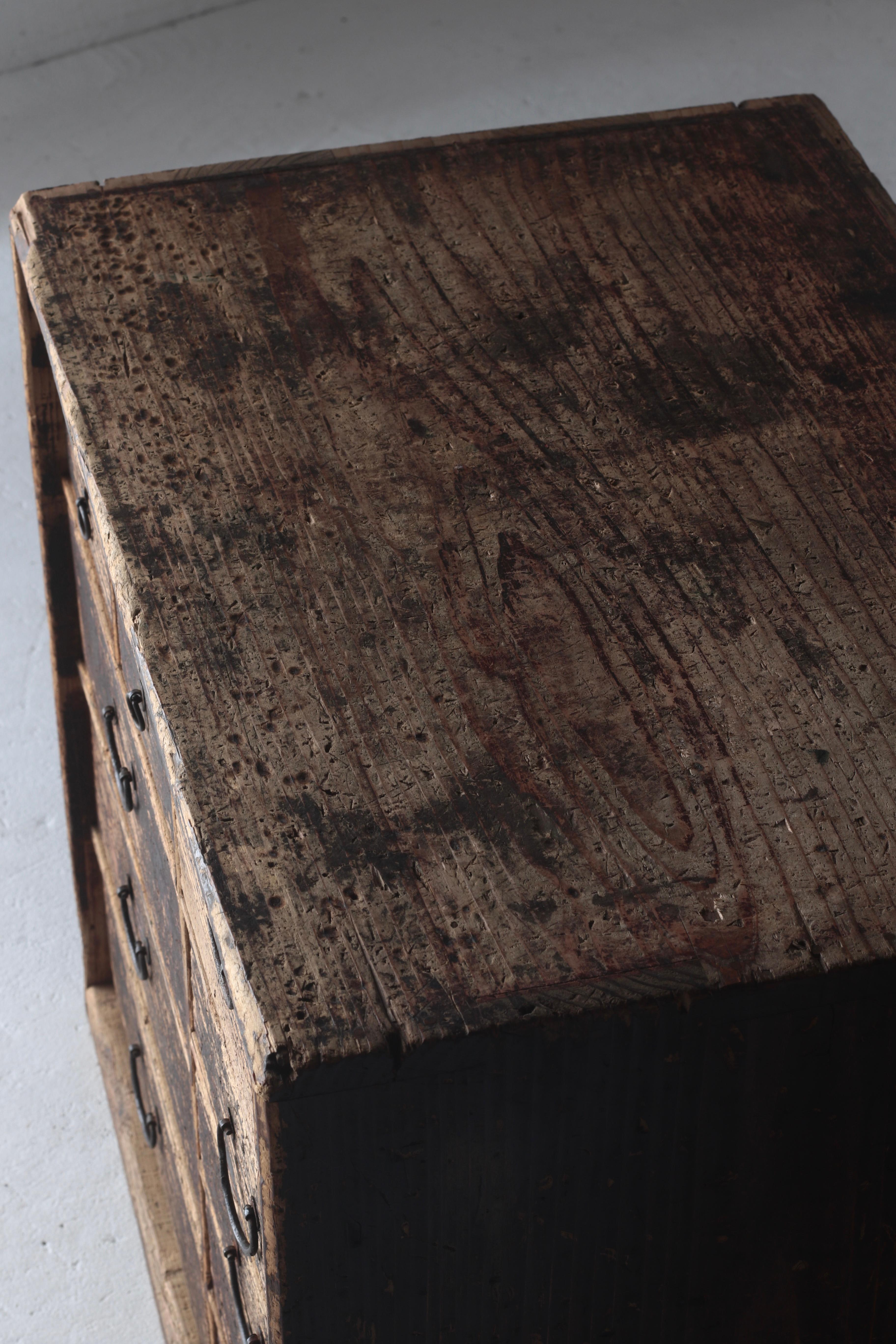 Tansu / Cabinet japonais ancien  Drapeau de la période Meiji Wabi-Sabi Mingei 6